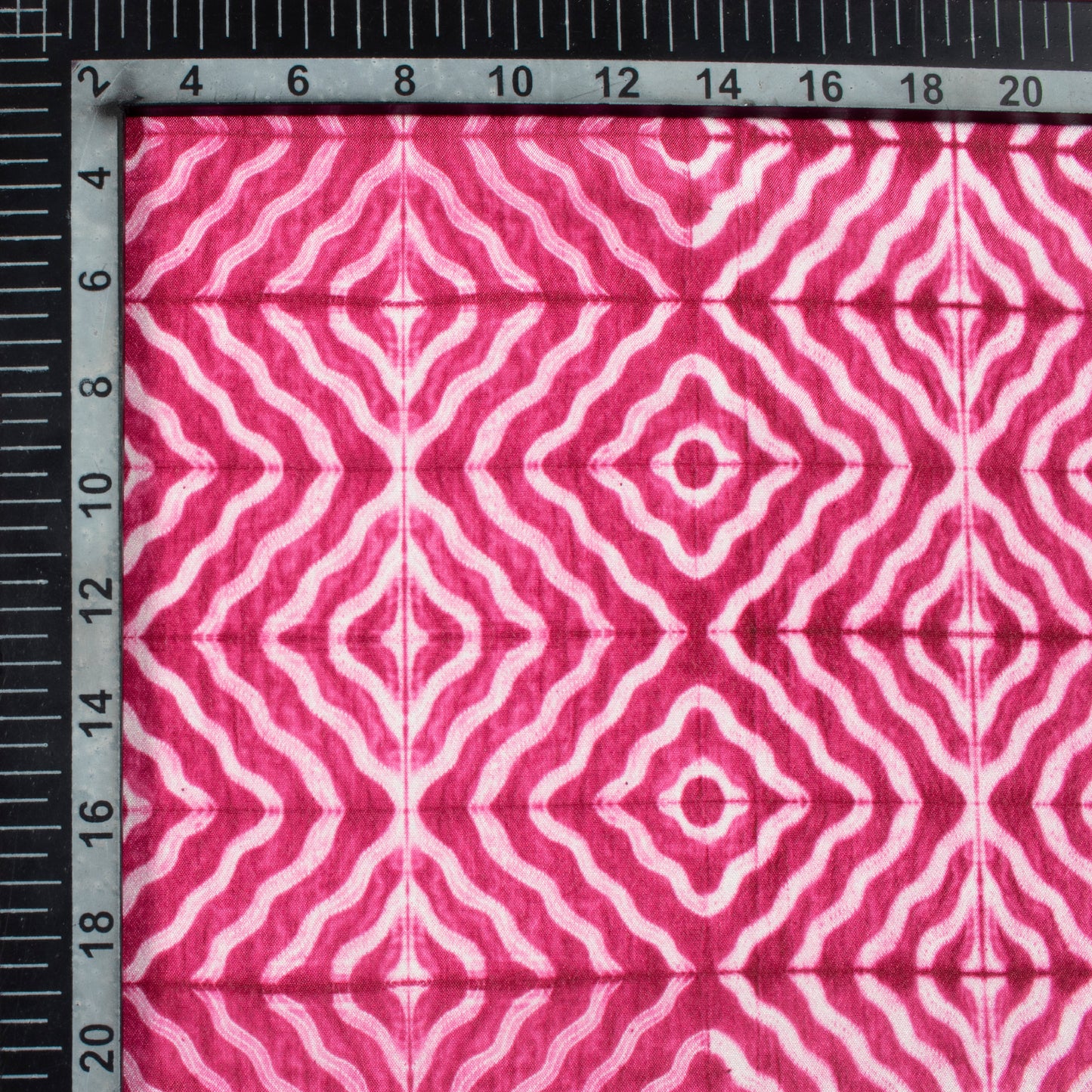 Rouge Pink Geometric Pattern Digital Print Crepe Silk Fabric