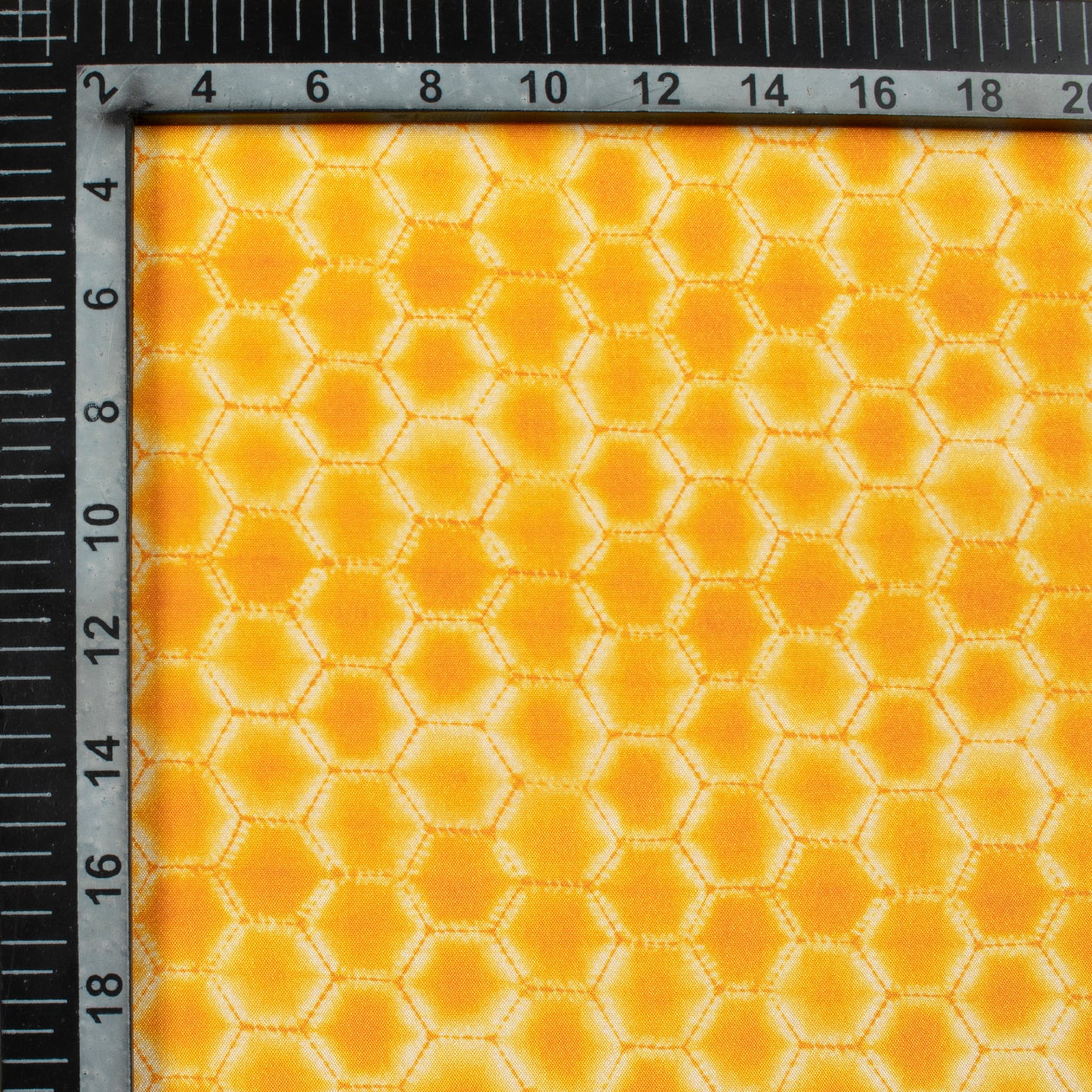 Amber Yellow Geometric Pattern Digital Print Crepe Silk Fabric