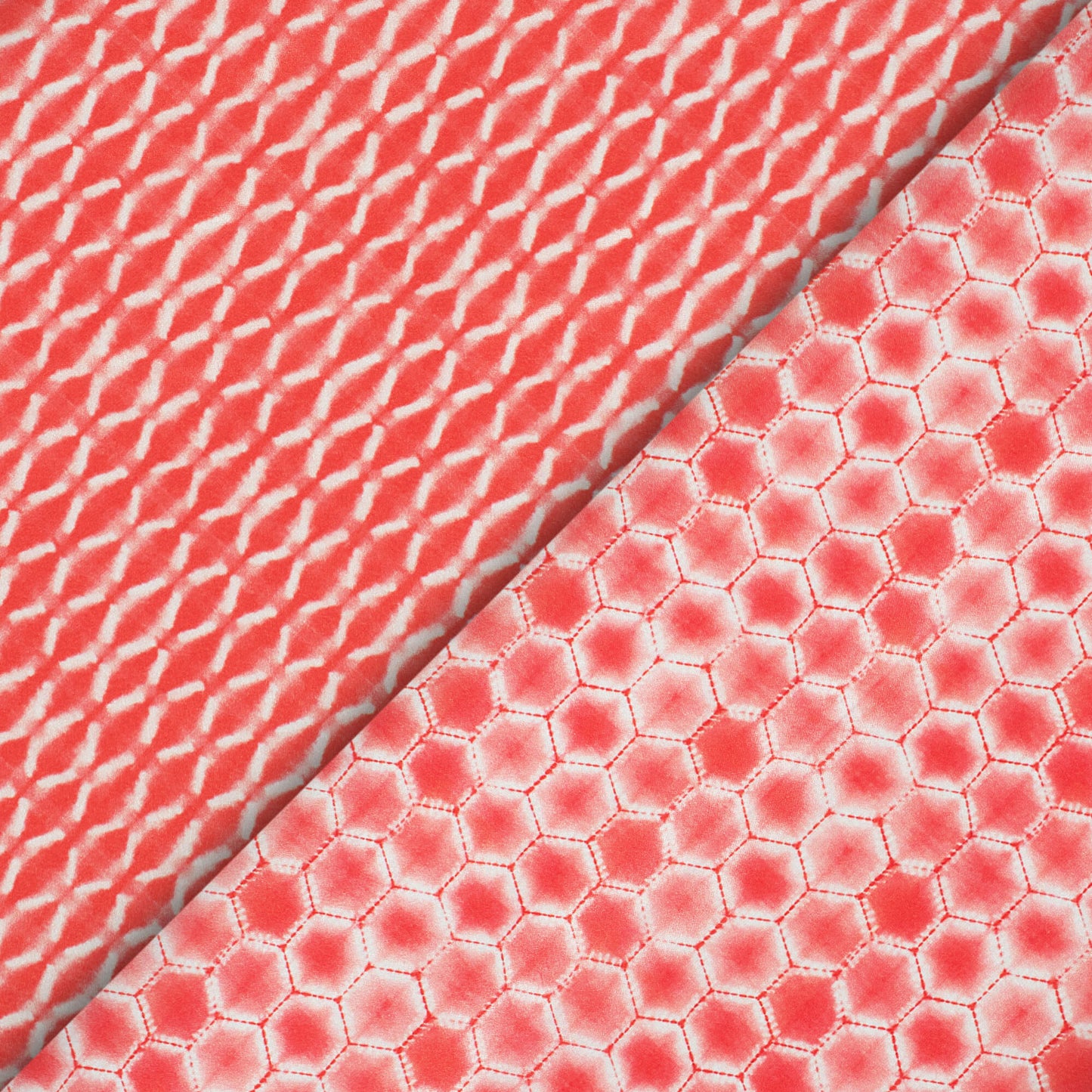 Desire Red Geometric Pattern Digital Print Crepe Silk Fabric