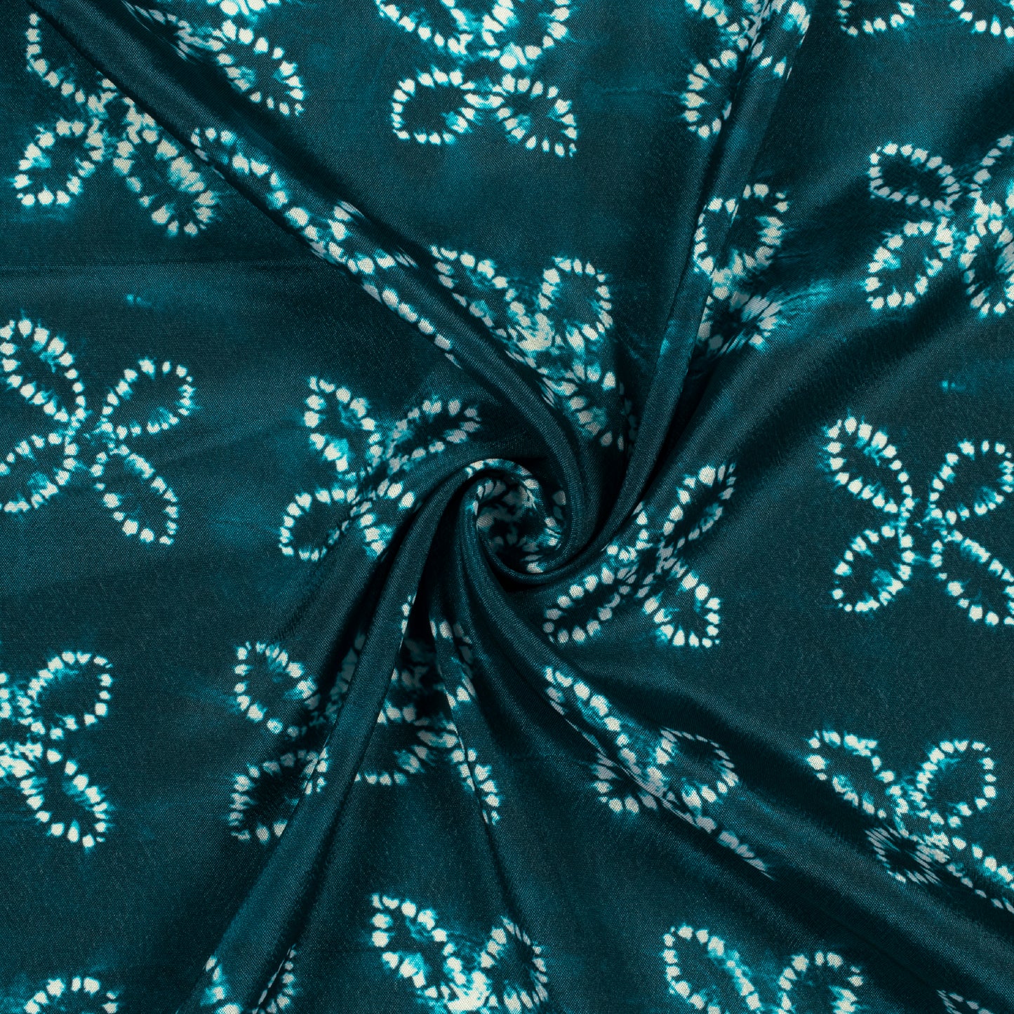 Dark Green And White Floral Pattern Digital Print Crepe Silk Fabric
