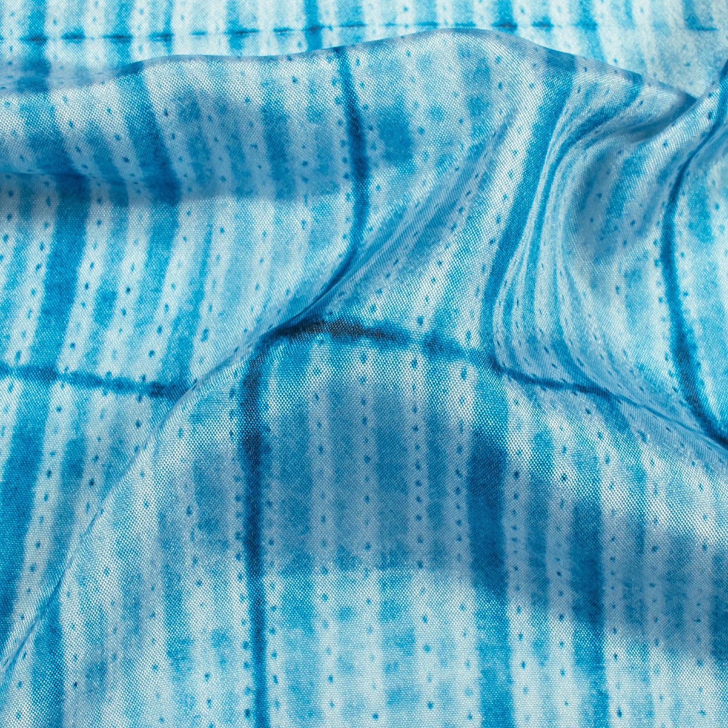 Steel Blue Stripes Pattern Digital Print Crepe Silk Fabric