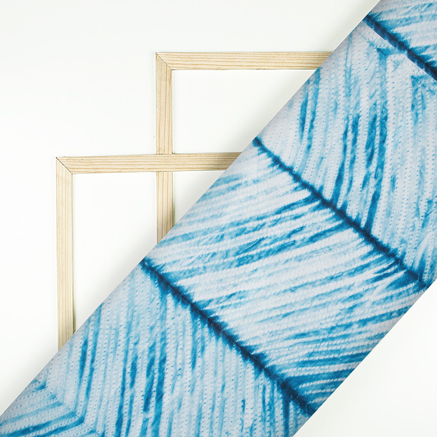 Steel Blue Chevron Pattern Digital Print Crepe Silk Fabric