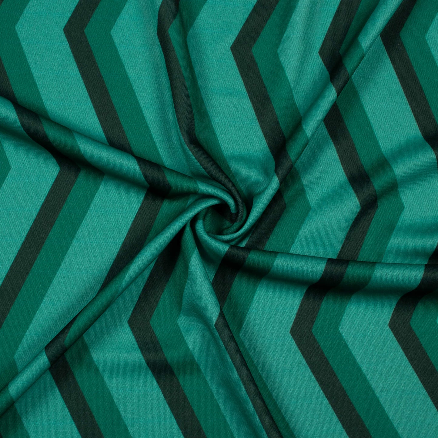 Pine Green And Black Chevron Pattern Digital Print Lycra Fabric (Width 58 Inches)