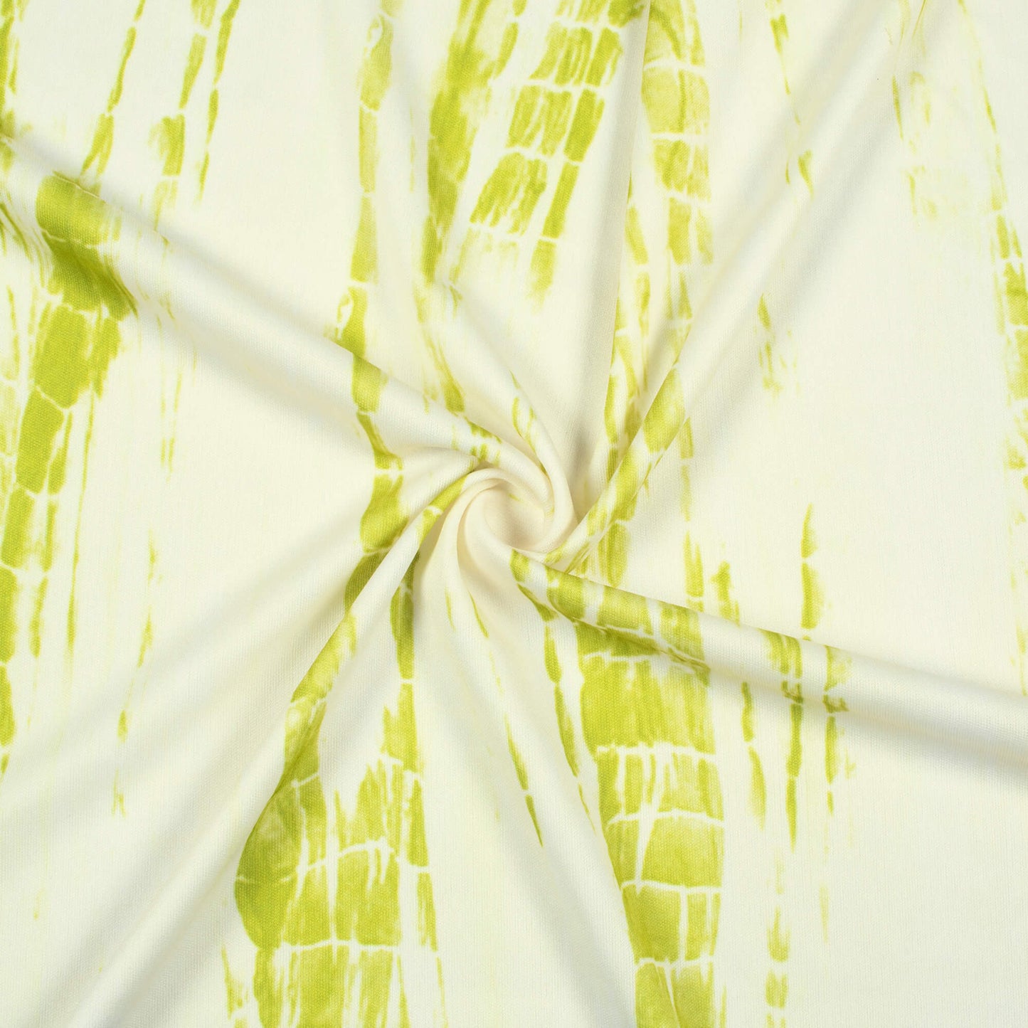 Olive Green And Cream Shiiborii Pattern Digital Print Lycra Fabric (Width 58 Inches)