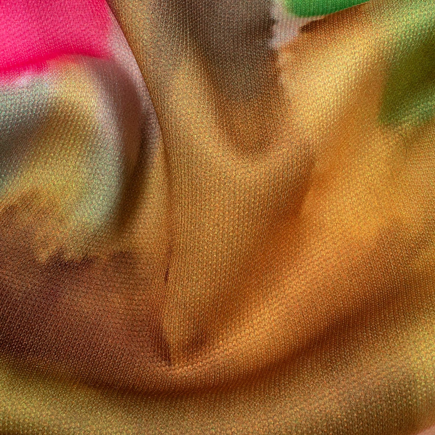 Punch Pink And Green Floral Pattern Digital Print Lycra Fabric (Width 58 Inches)