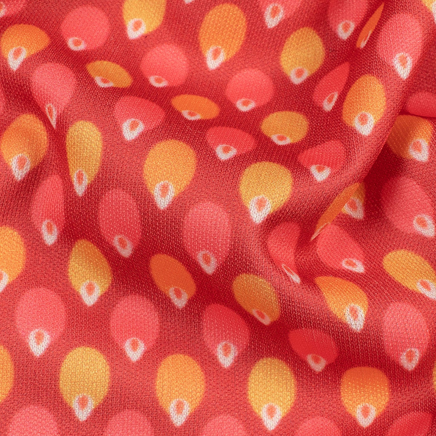Blush Red And Mellow Yellow Geometric Pattern Digital Print Lycra Fabric (Width 58 Inches)