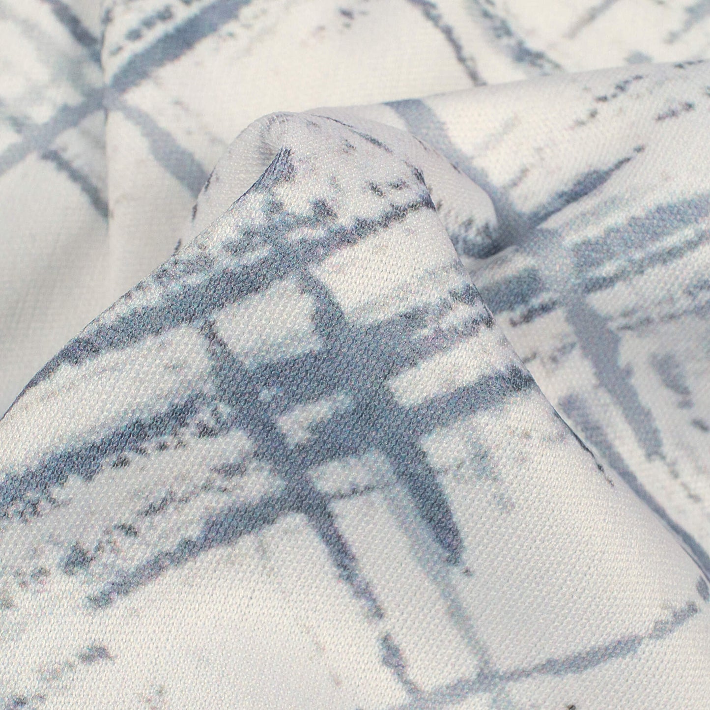 White And Grey Brush Pattern Digital Print Lycra Fabric (Width 58 Inches)