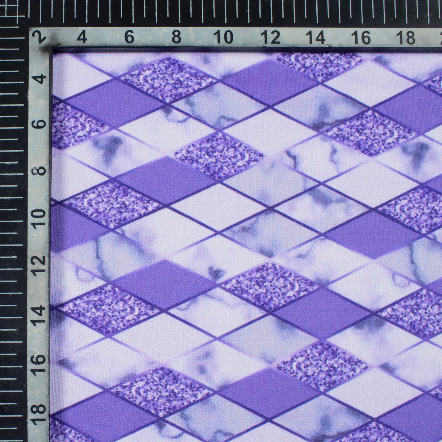 Very Peri Geometric Pattern Digital Print Lycra Fabric (Width 58 Inches)