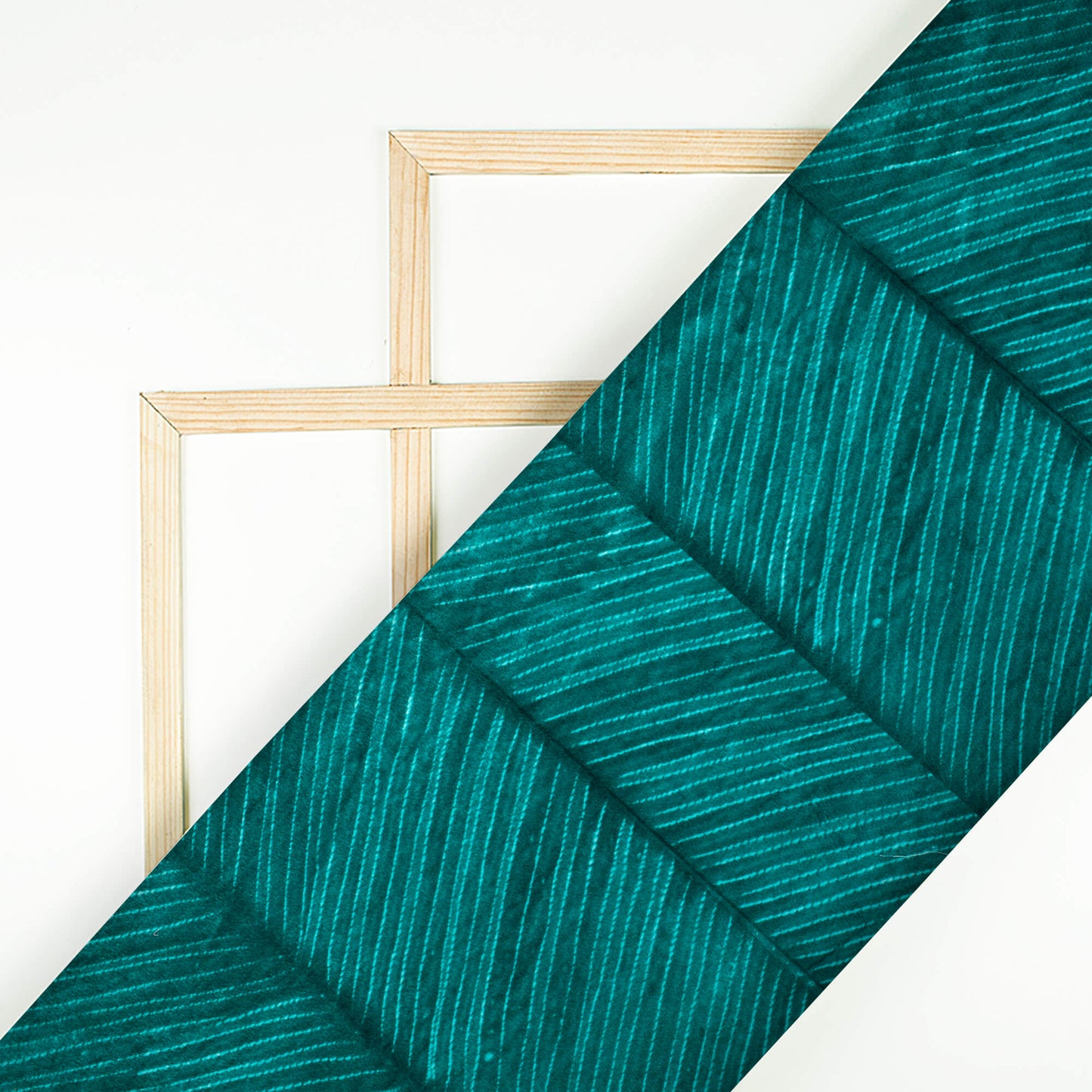 Deep Sea Green Chevron Pattern Digital Print Velvet Fabric (Width 58 Inches)