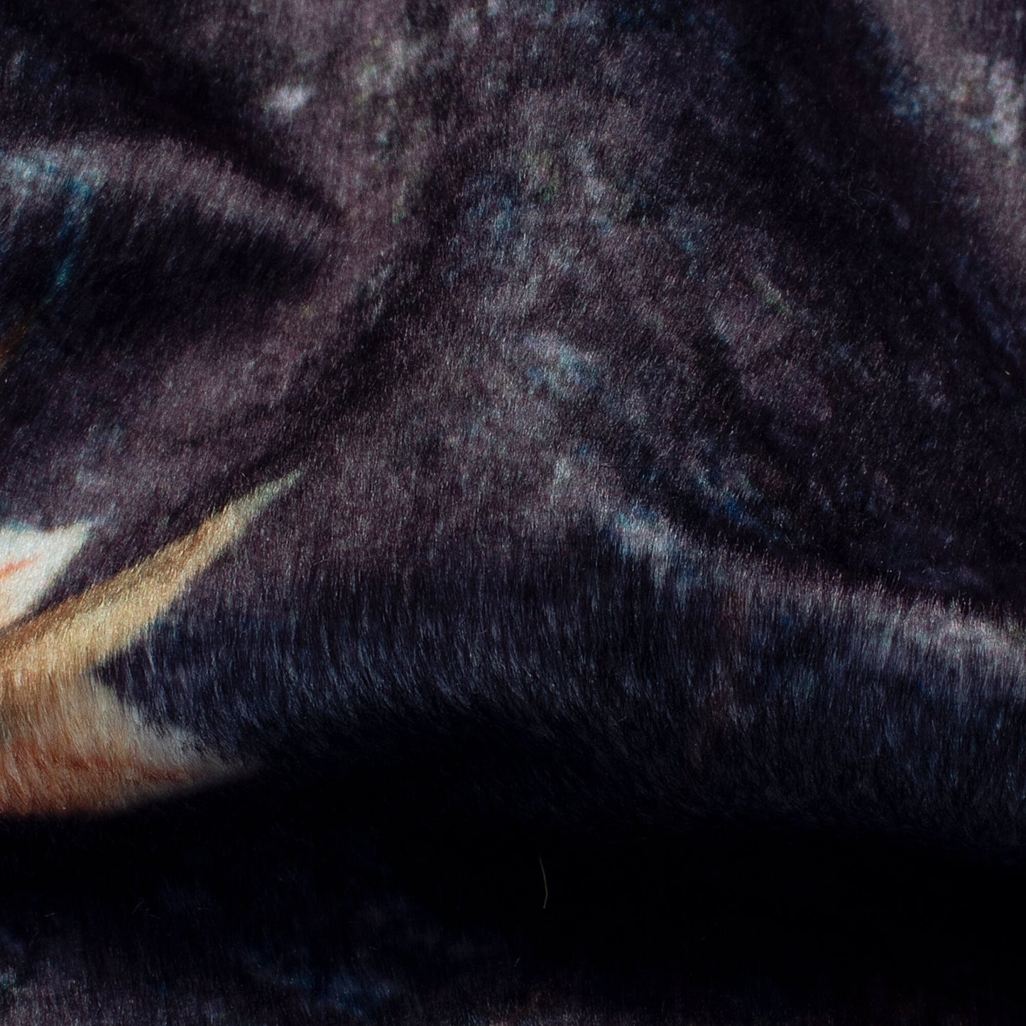 Dark Grey And Peach Floral Pattern Digital Print Velvet Fabric (Width 58 Inches)