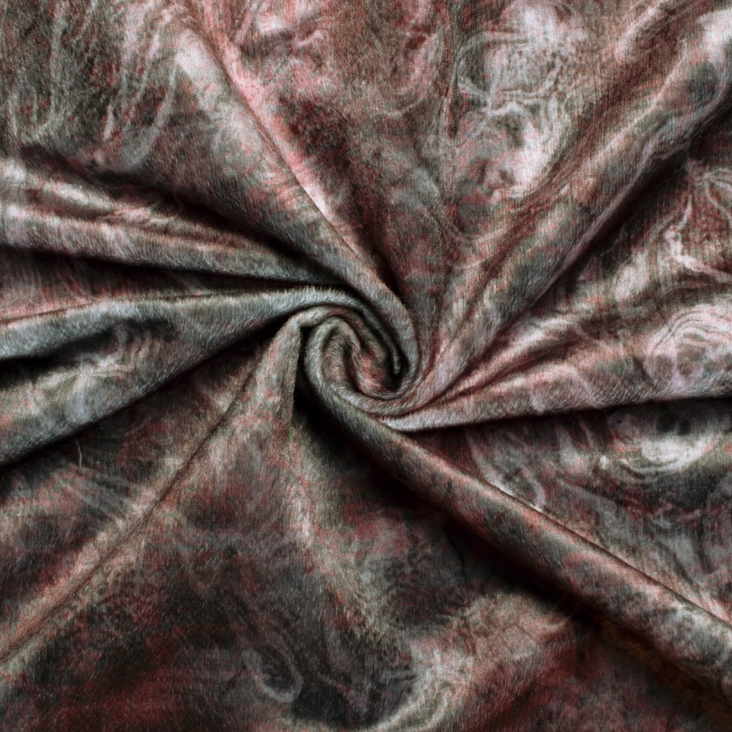 Grey And Pink Abstract Pattern Digital Print Velvet Fabric (Width 58 Inches)