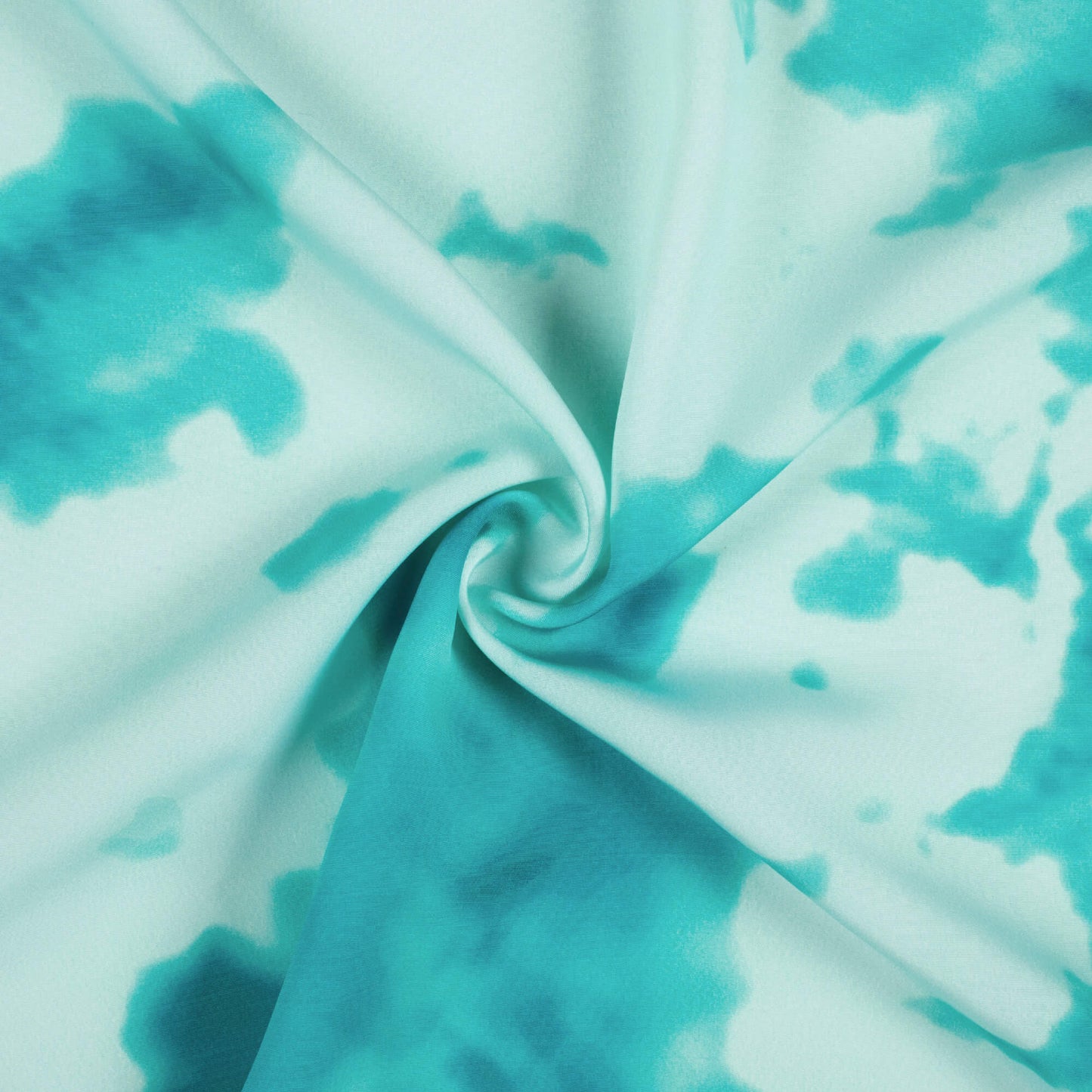 Cerulean Blue Tye And Dye Pattern Digital Print Royal BSY Crepe Fabric