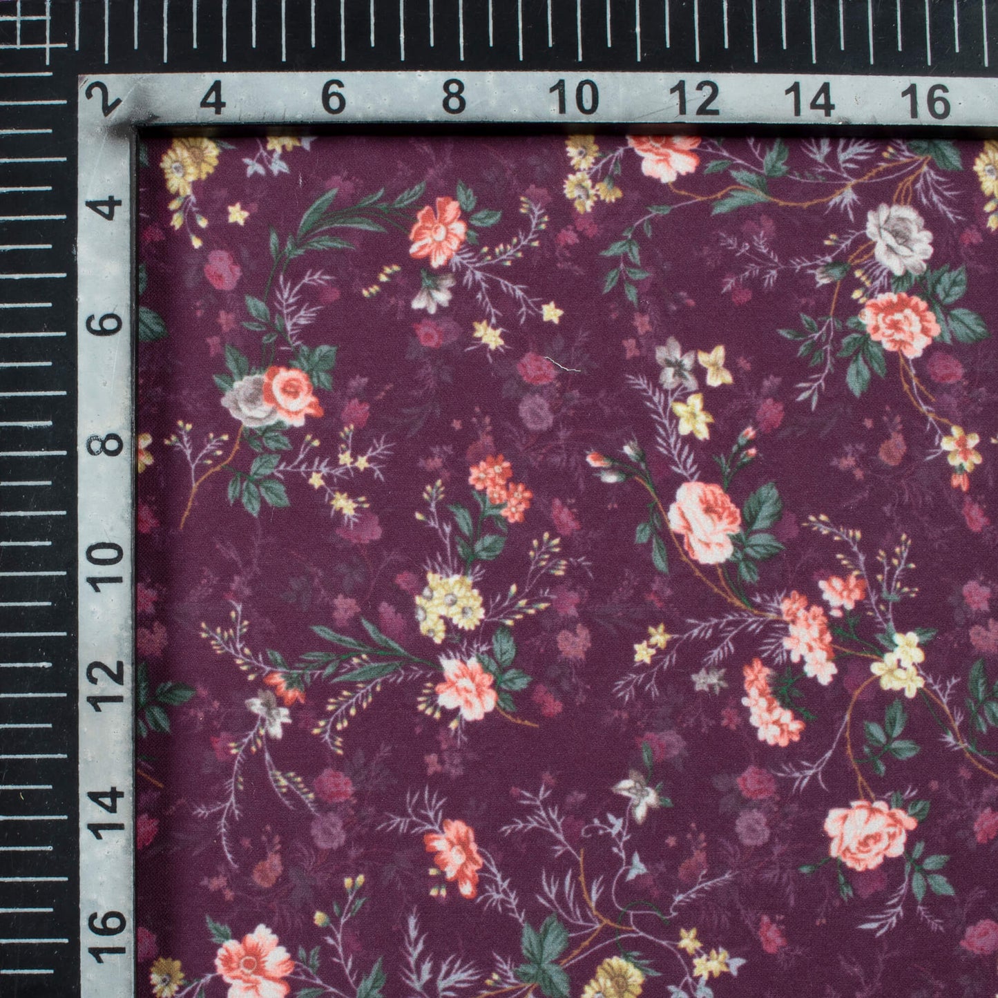 Mulberry Purple And Pink Floral Pattern Digital Print BSY Crepe Fabric