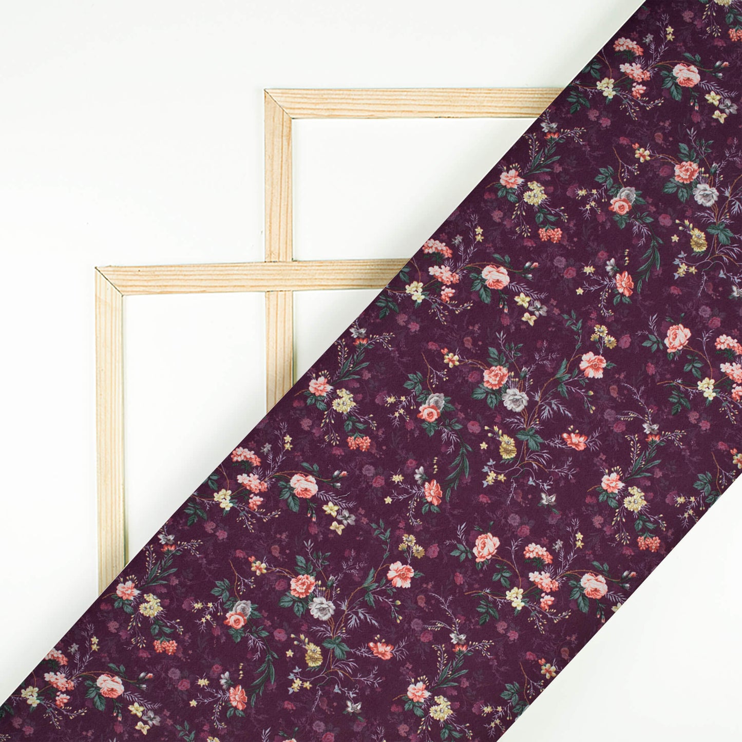 Mulberry Purple And Pink Floral Pattern Digital Print BSY Crepe Fabric