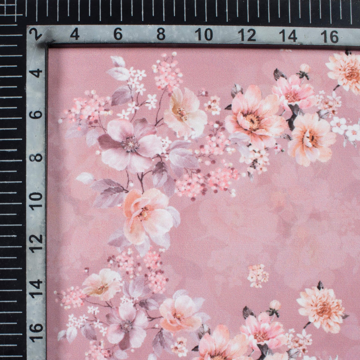 Thulian Pink Floral Pattern Digital Print BSY Crepe Fabric