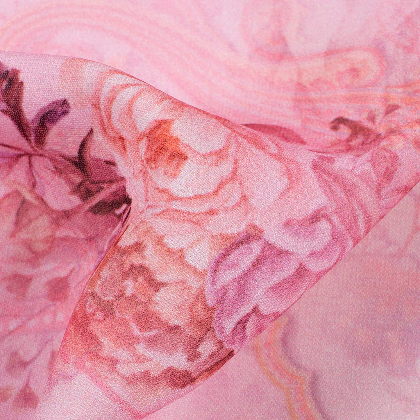 Lavender Pink Floral Pattern Digital Print BSY Crepe Fabric