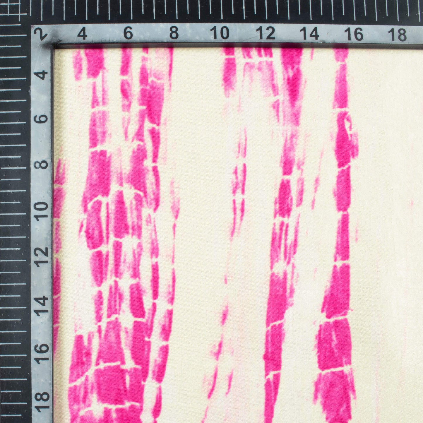 Cream And Hot Pink Shiiborii Pattern Digital Print Flat Silk Fabric