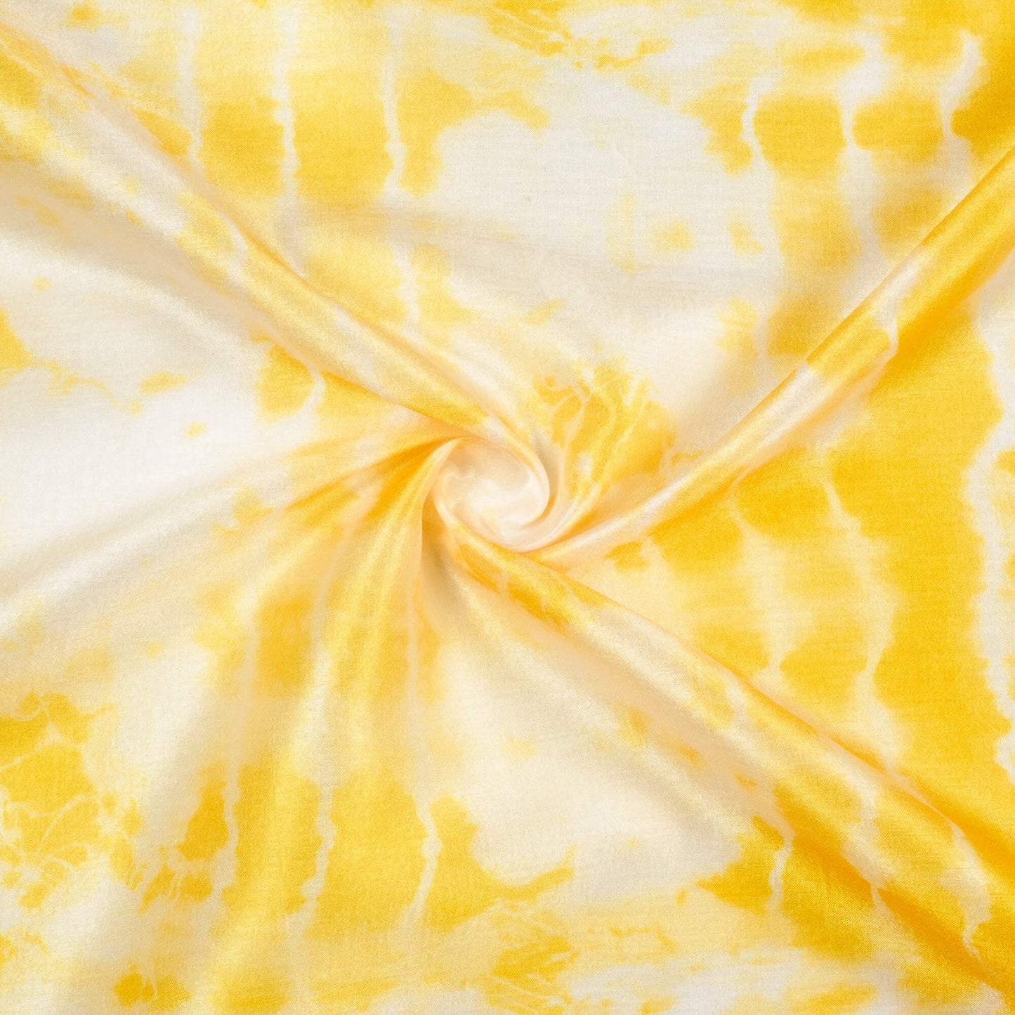 Mustard Yellow And White Abstract Pattern Digital Print Flat Silk Fabric