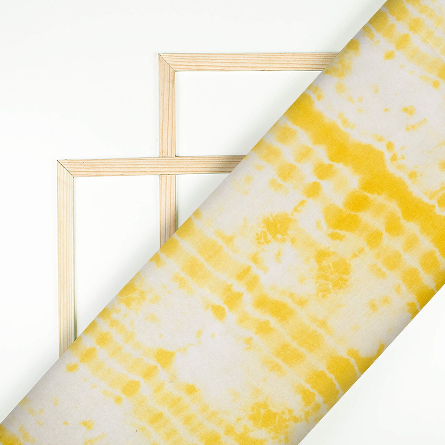 Mustard Yellow And White Abstract Pattern Digital Print Flat Silk Fabric