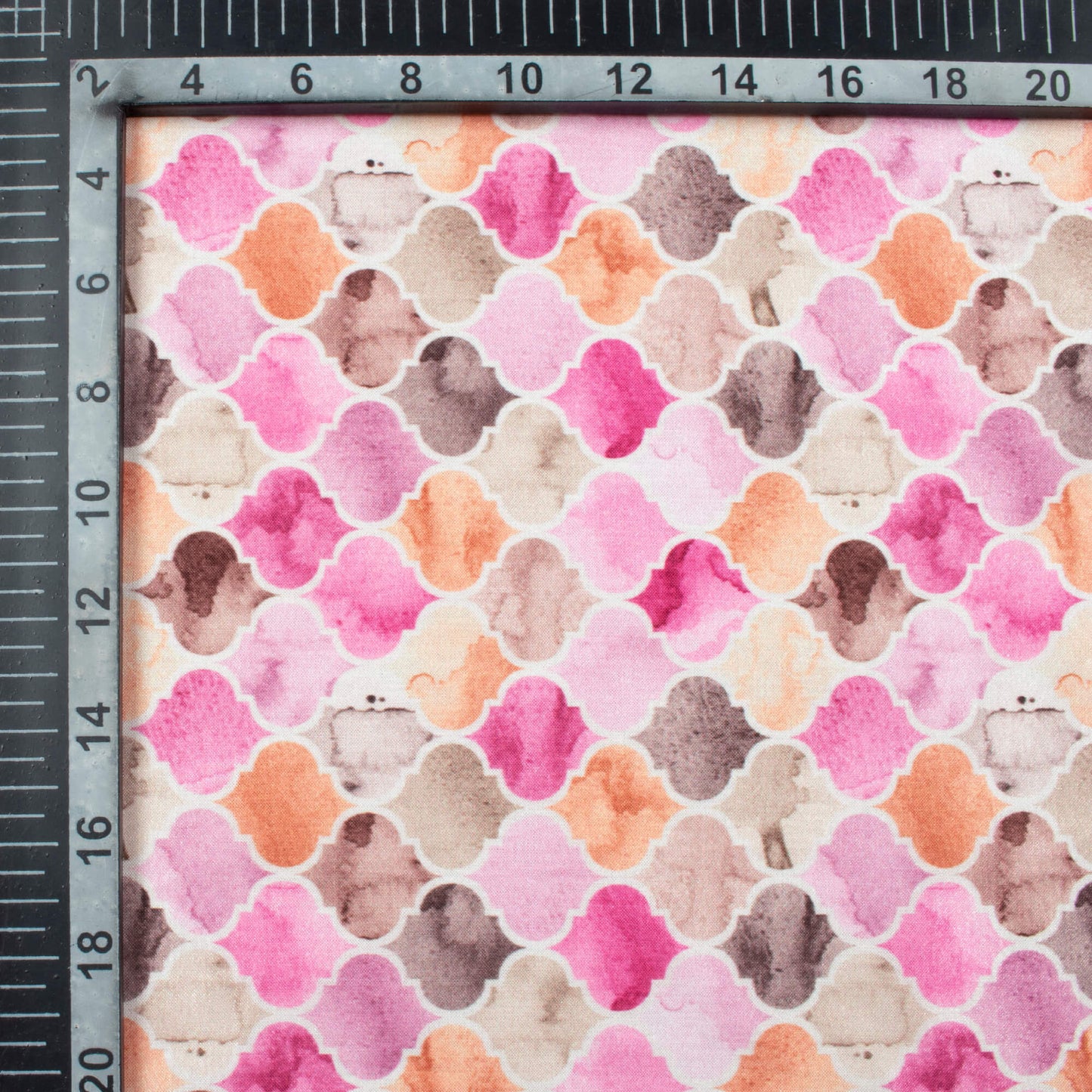 Rose Pink And Anchor Grey Trellis Pattern Digital Print Flat Silk Fabric