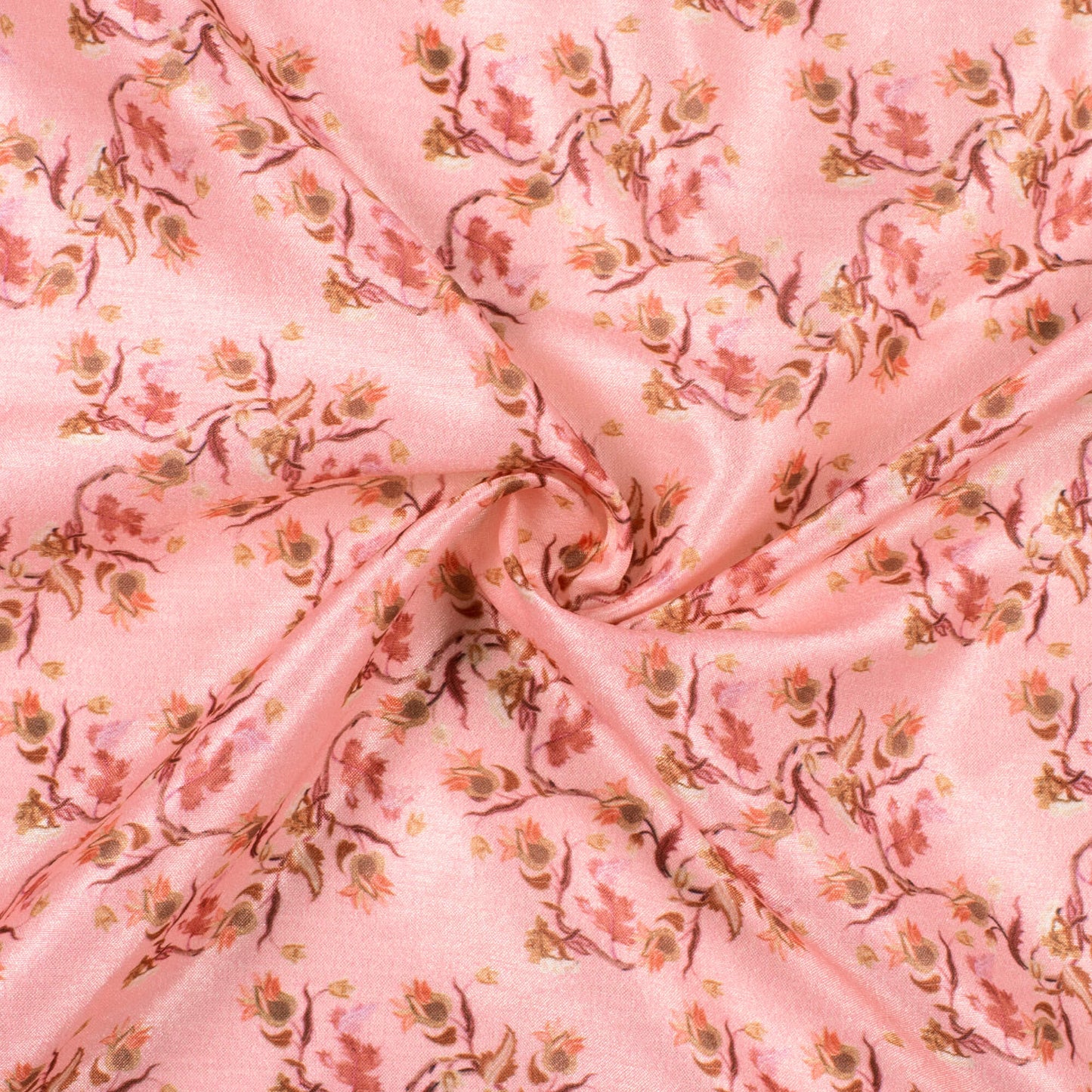 Taffy Pink Floral Pattern Digital Print Flat Silk Fabric