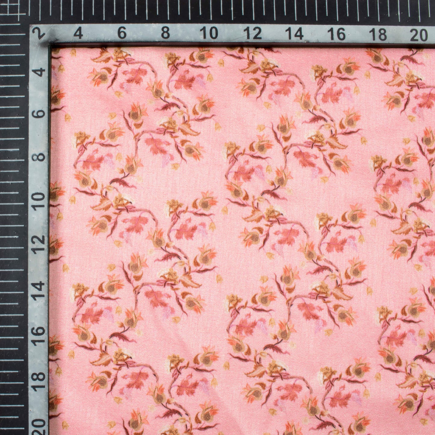 Taffy Pink Floral Pattern Digital Print Flat Silk Fabric