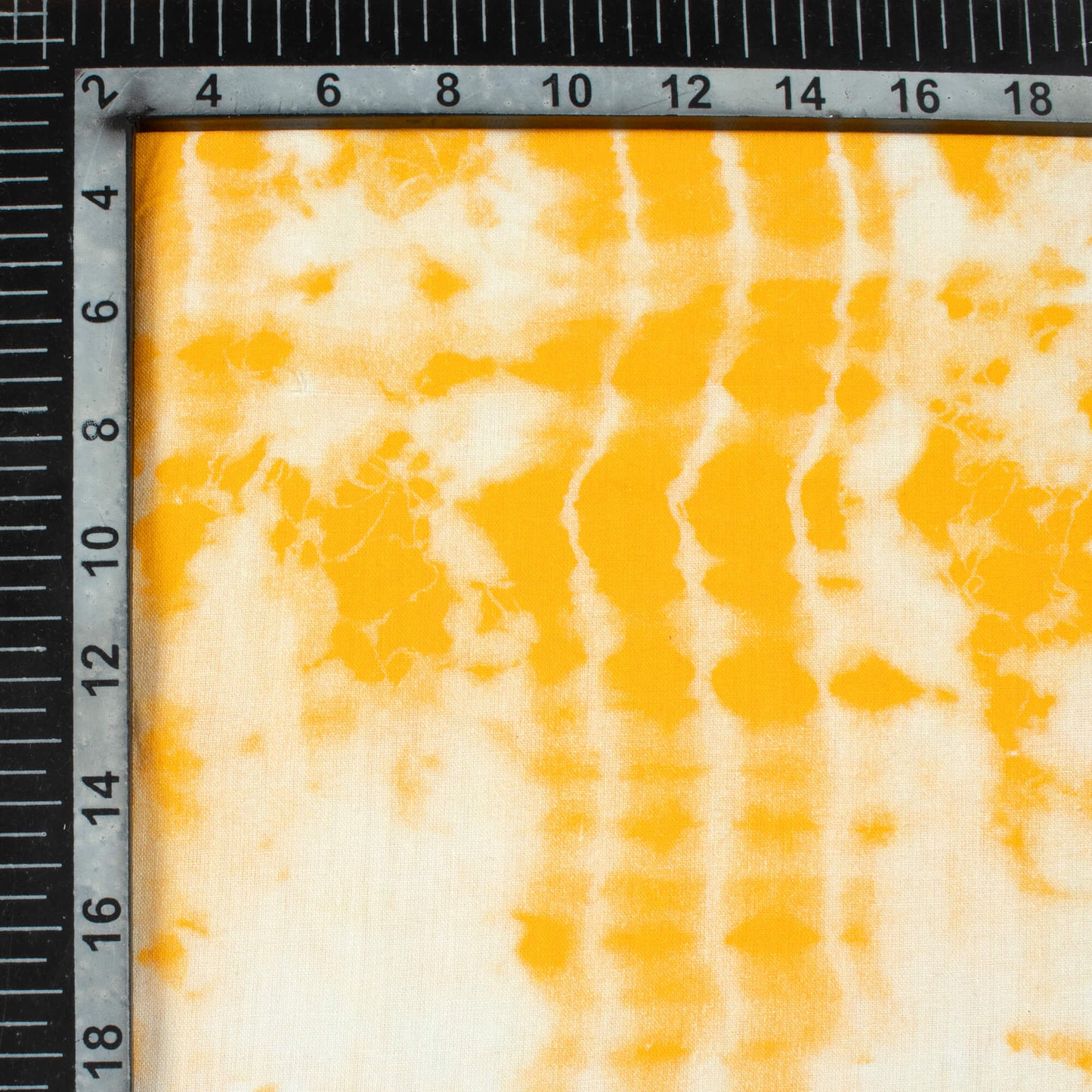 Amber Yellow And Off White Shiiborii Pattern Digital Print Cotton Cambric Fabric