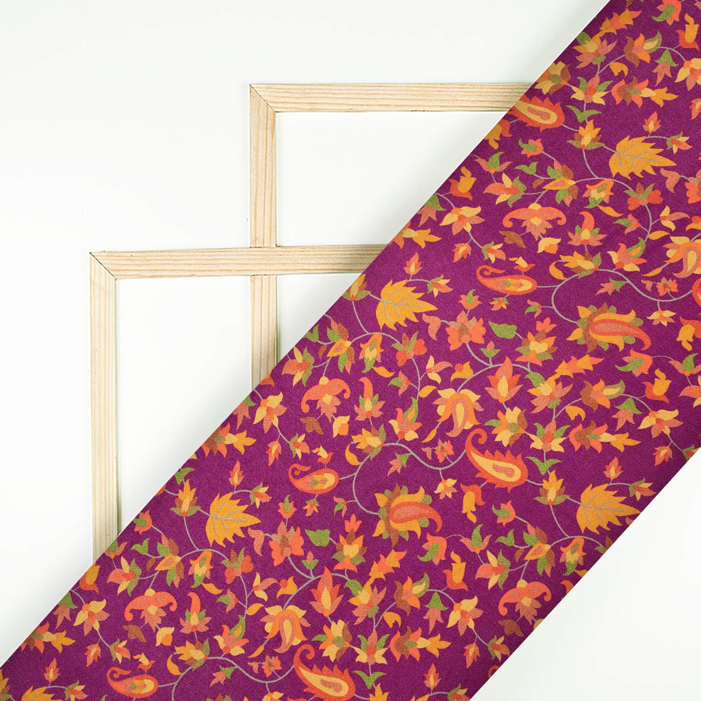 Deep Purple And Red Floral Pattern Digital Print Viscose Gaji Silk Fabric