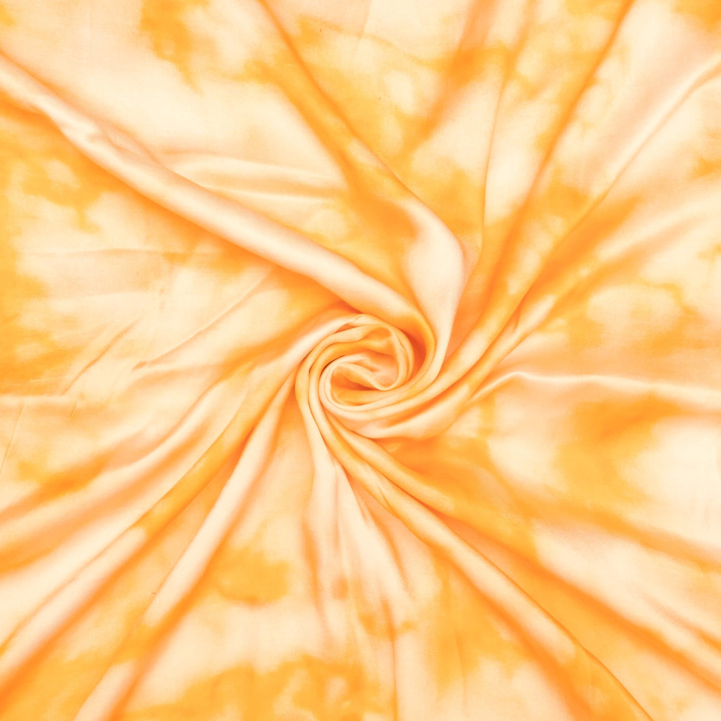 Royal Orange And Off White Tye And Dye Pattern Digital Print Viscose Gaji Silk Fabric