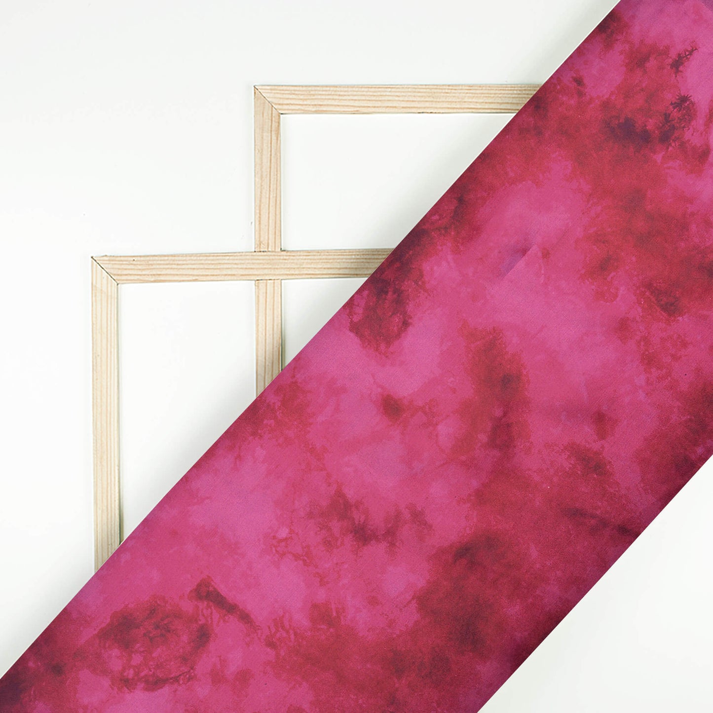 Deep Pink Tye And Dye Pattern Digital Print Organza Satin Fabric