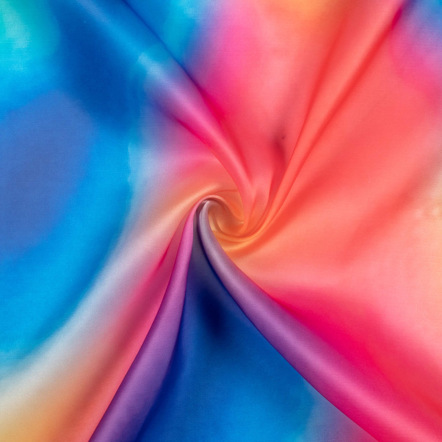 Multi-Color Rainbow Pattern Digital Print Organza Satin Fabric