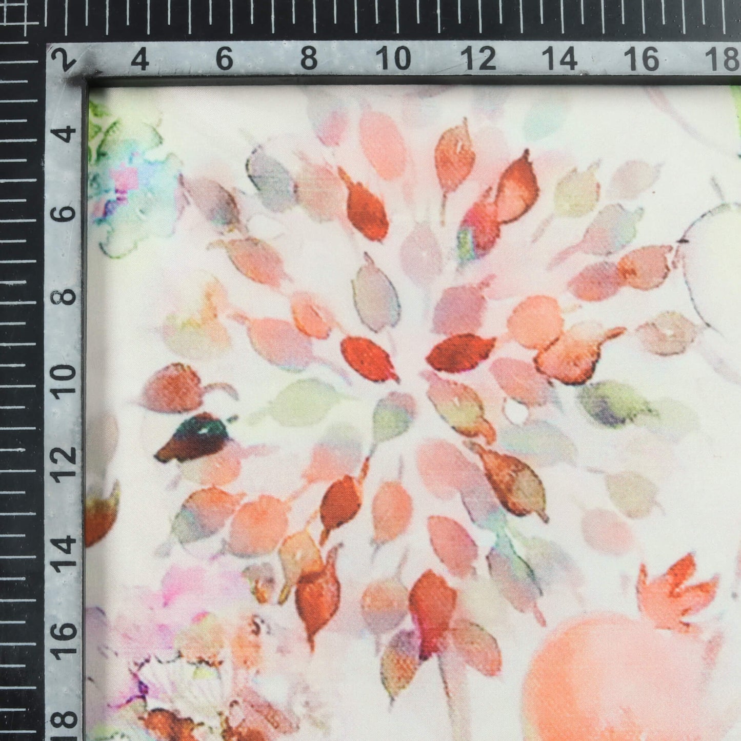 White And Rose Pink Floral Pattern Digital Print Organza Satin Fabric