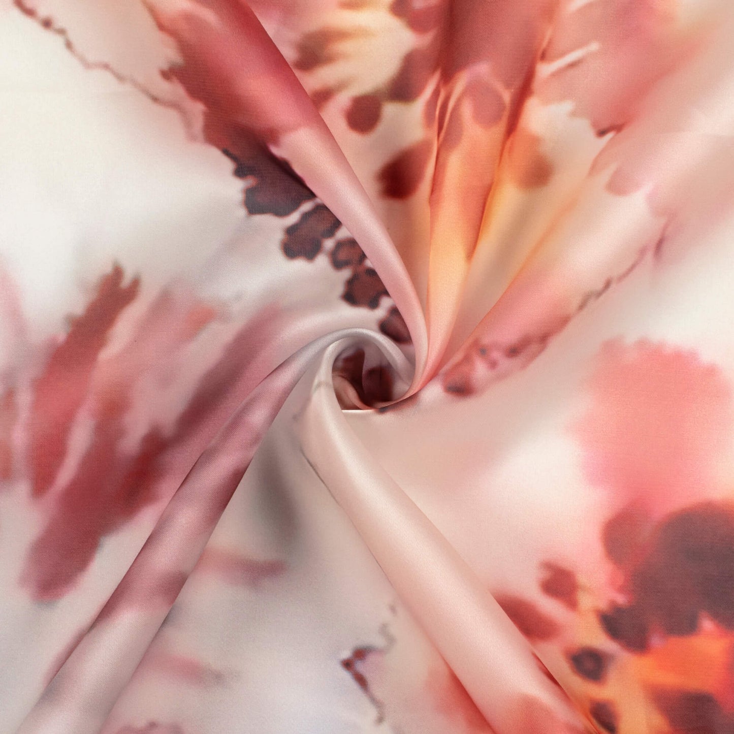 White And Brown Shiiborii Pattern Digital Print Organza Satin Fabric