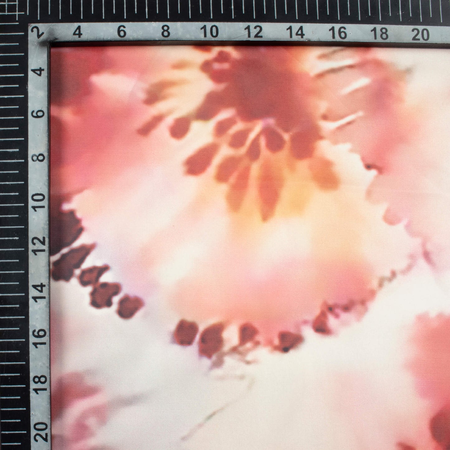 White And Brown Shiiborii Pattern Digital Print Organza Satin Fabric