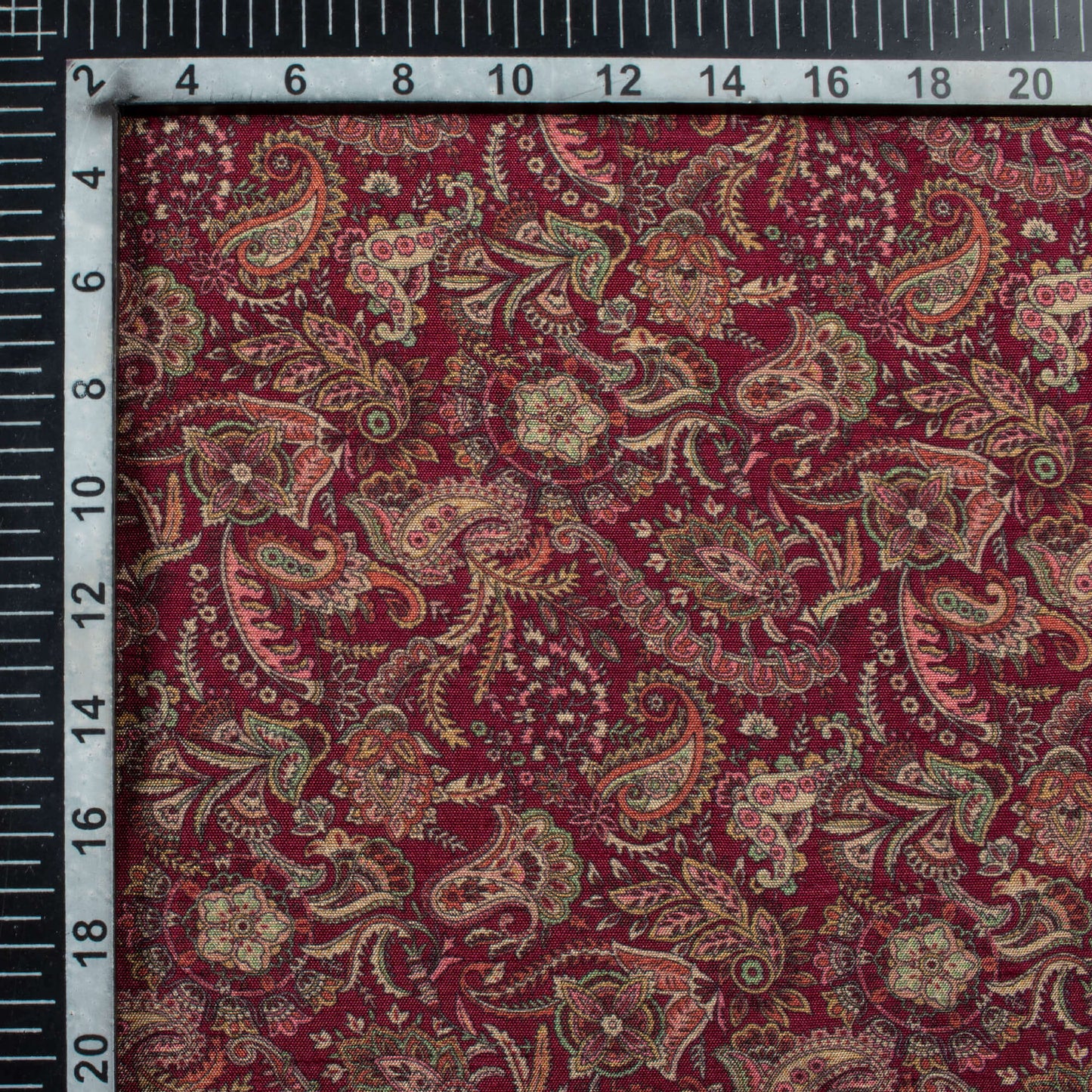 Mulberry Purple Paisley Pattern Digital Print Bemberg Raw Silk Fabric