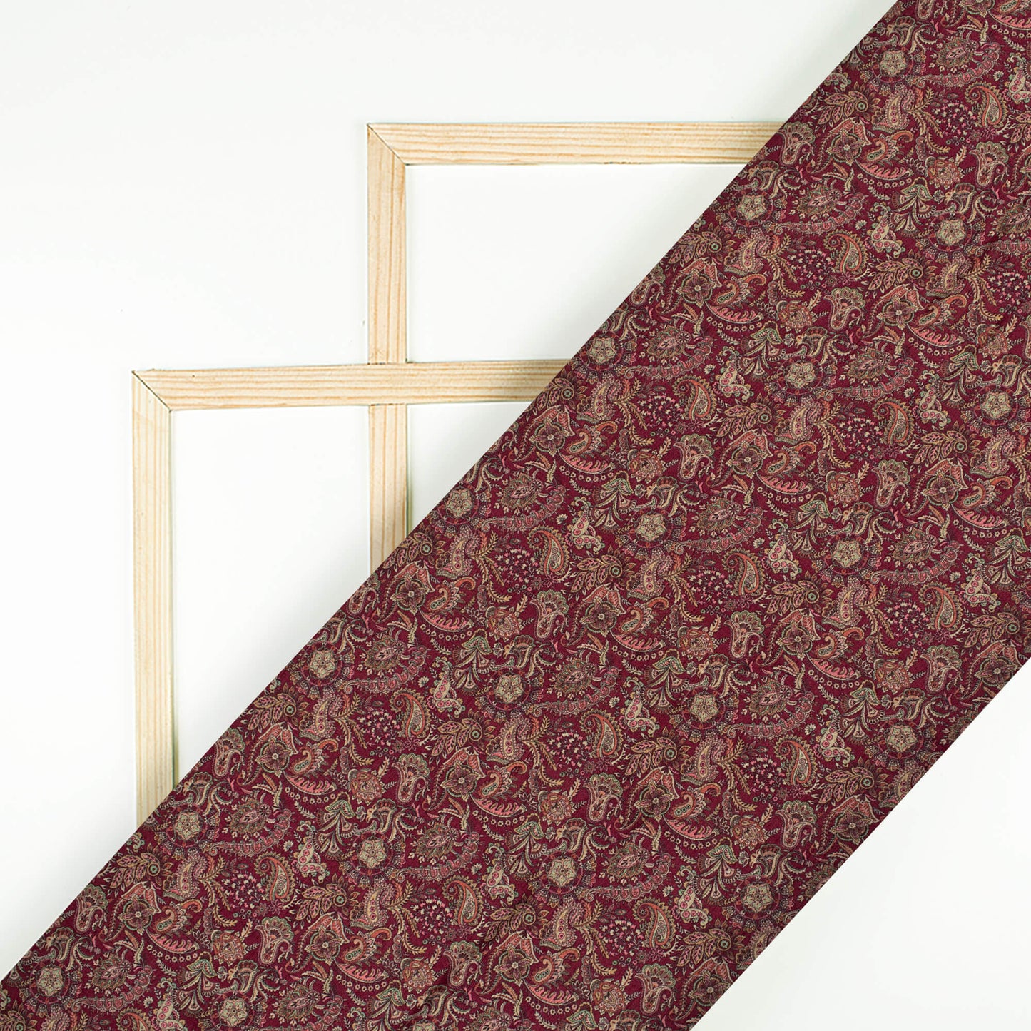 Mulberry Purple Paisley Pattern Digital Print Bemberg Raw Silk Fabric