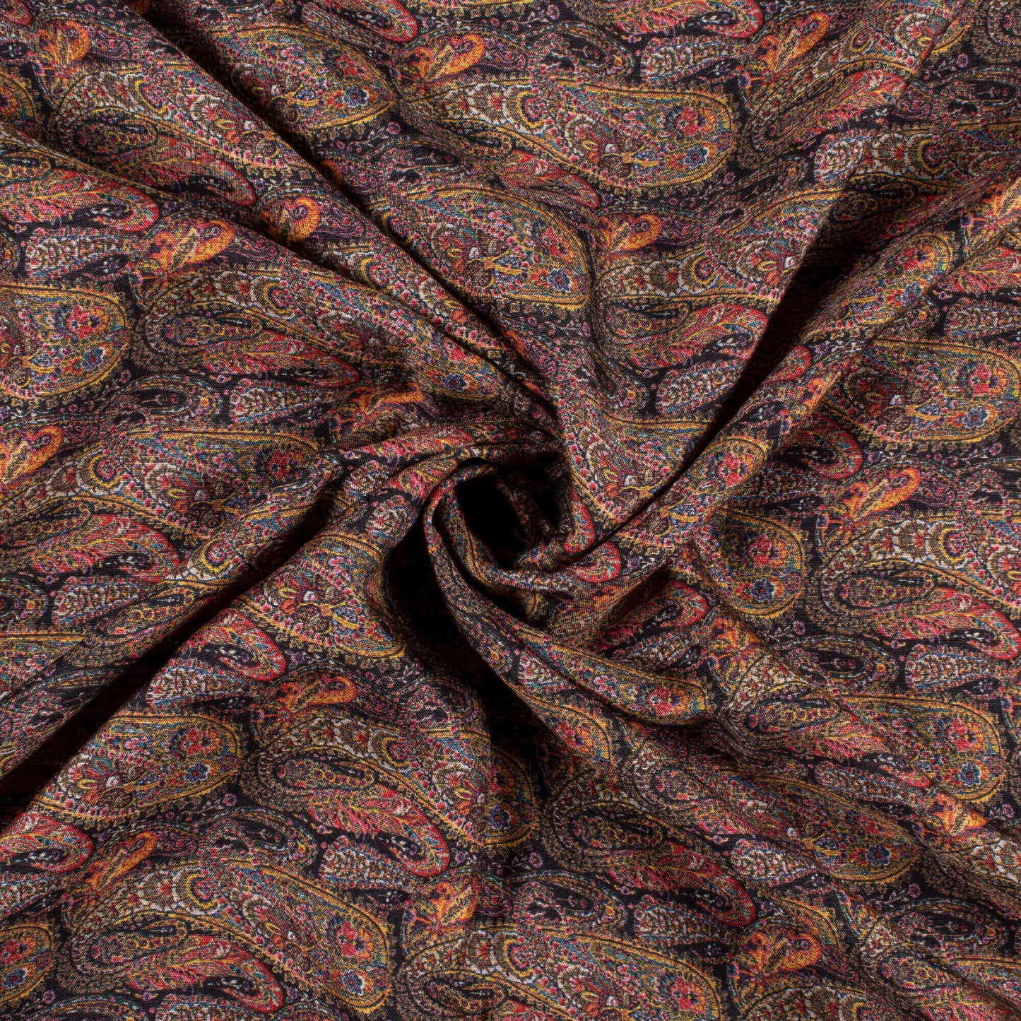 Space Blue And Pink Paisley Pattern Digital Print Bemberg Raw Silk Fabric