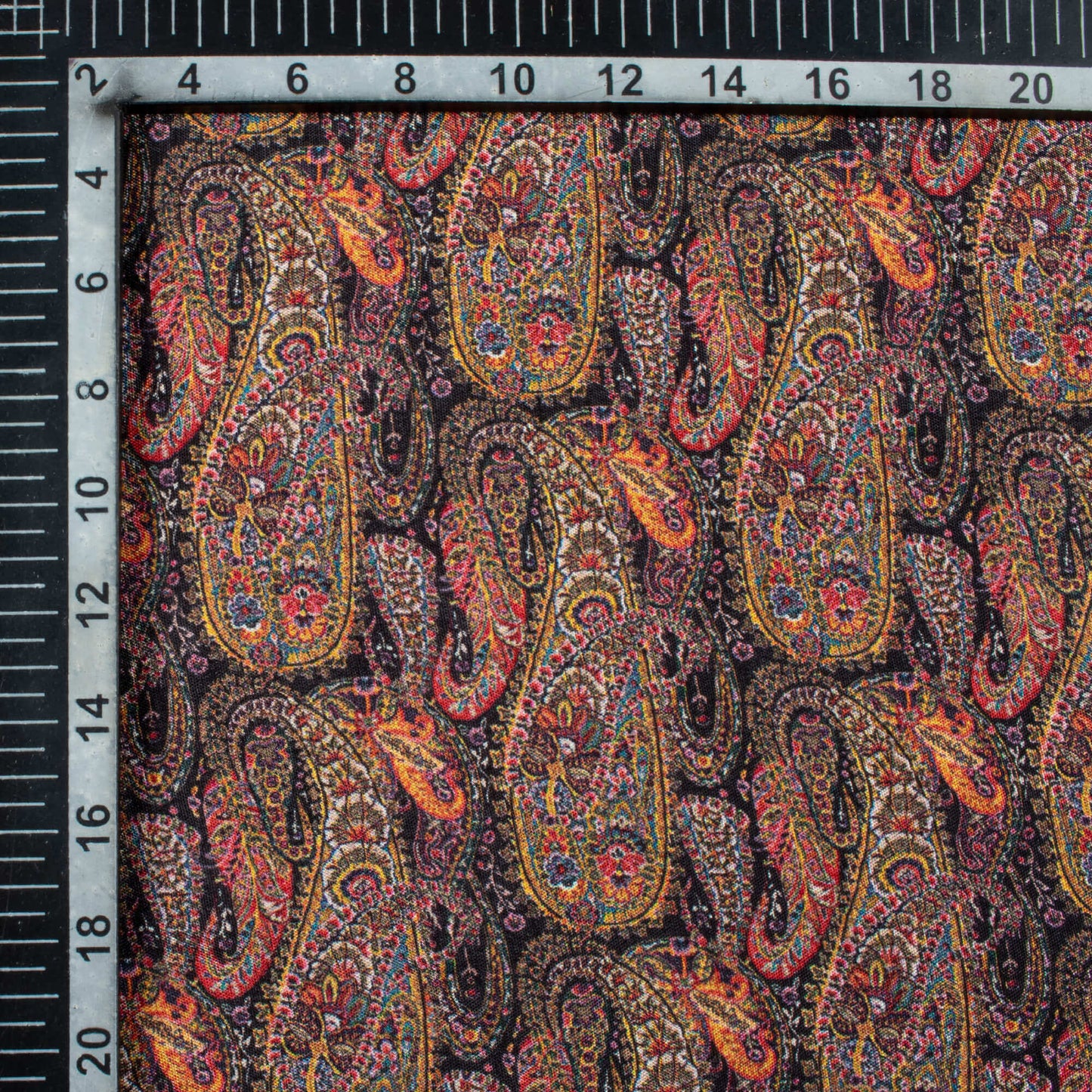 Space Blue And Pink Paisley Pattern Digital Print Bemberg Raw Silk Fabric