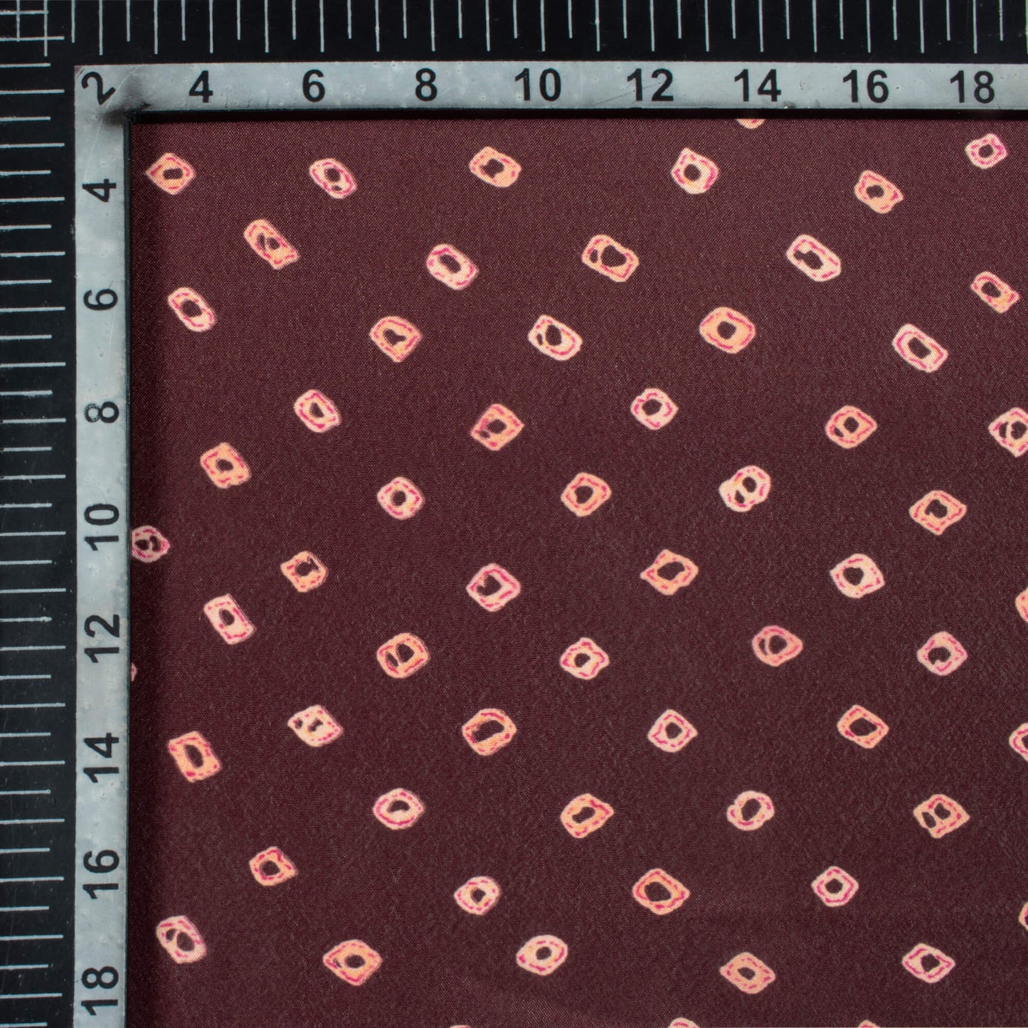 Hickory Brown Bandhanii Pattern Digital Print Crepe Silk Fabric