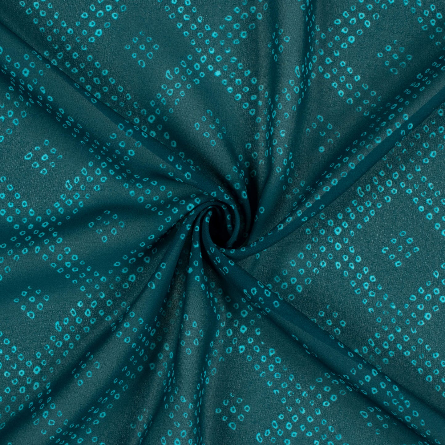 Peacock Blue Bandhanii Pattern Digital Print Georgette Fabric