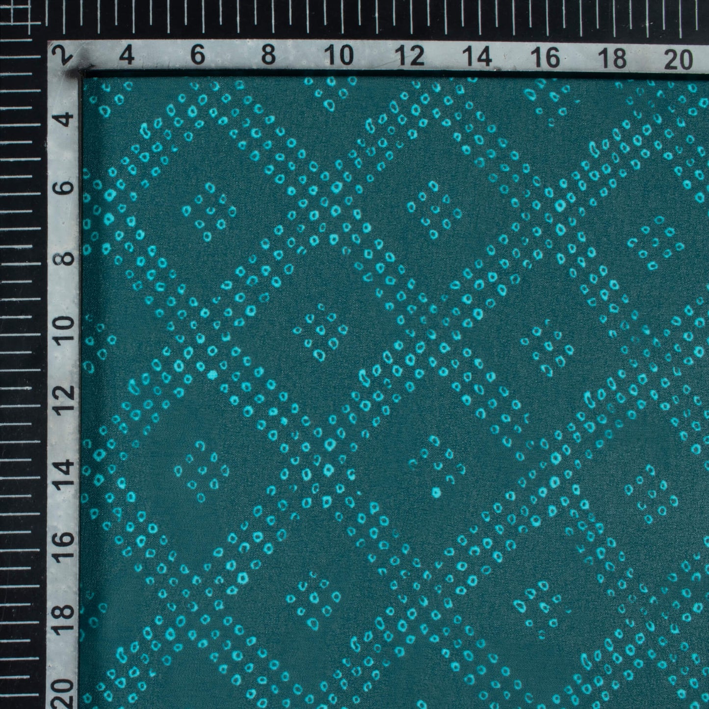 Peacock Blue Bandhanii Pattern Digital Print Georgette Fabric
