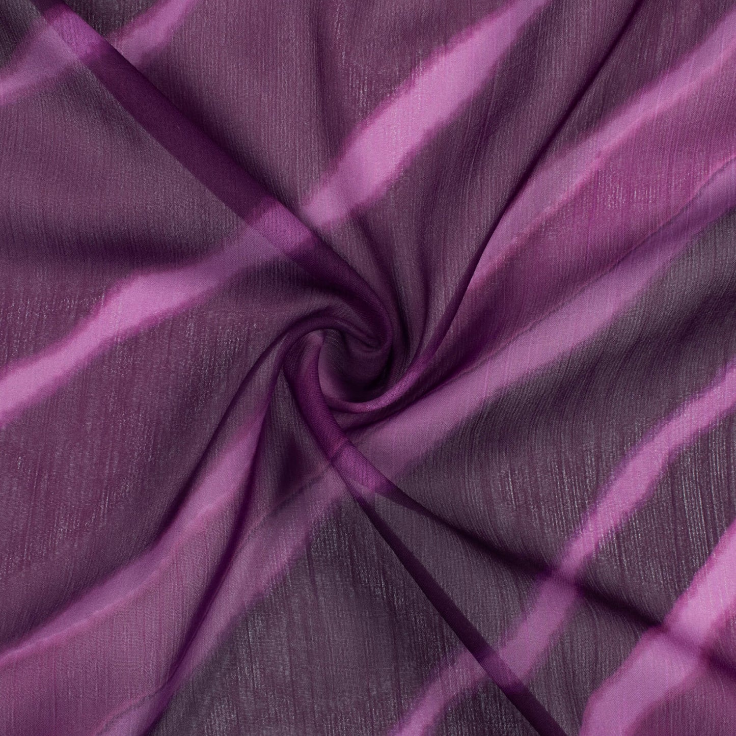 Wine Purple Leheriya Pattern Digital Print Chiffon Fabric