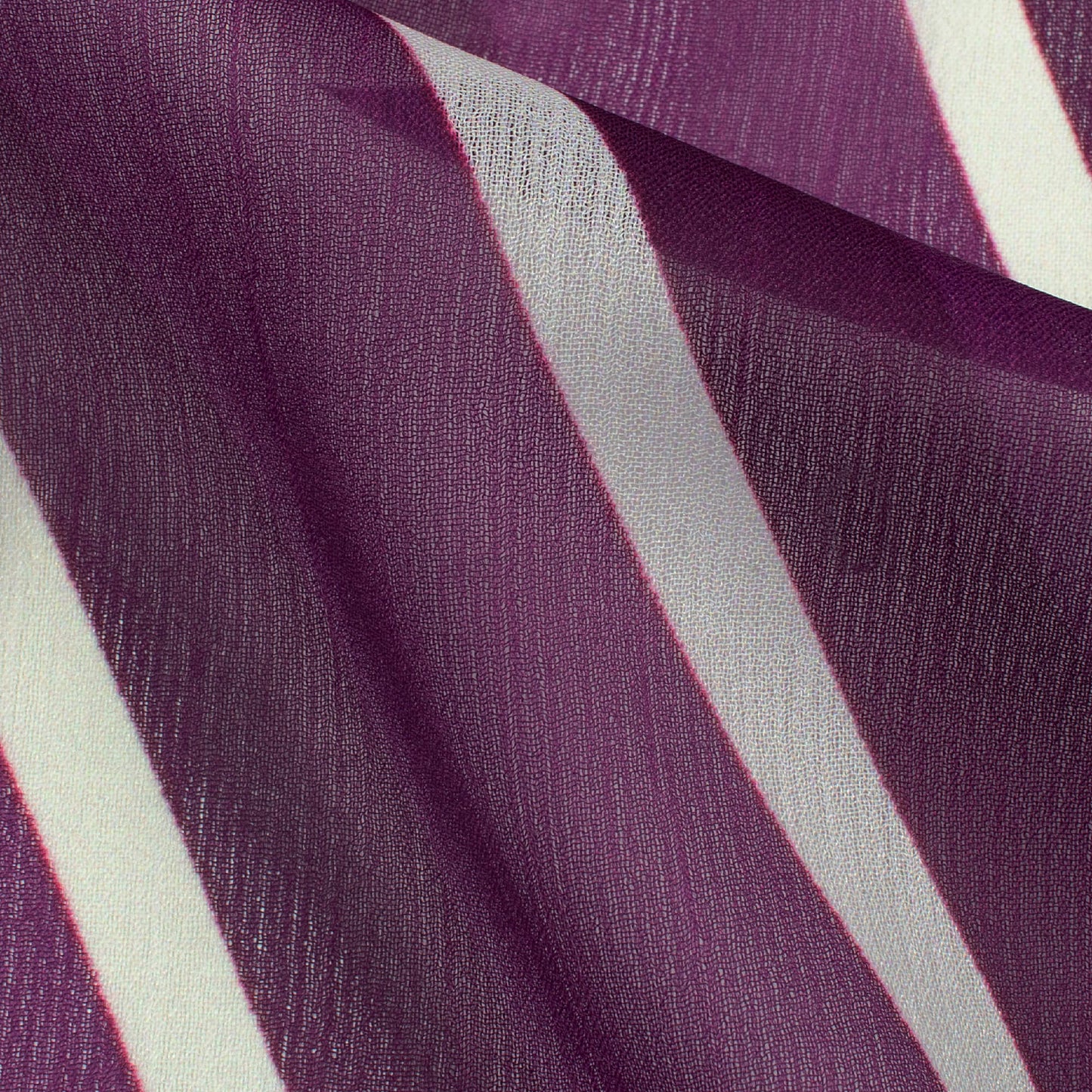Wine Purple And Cream Chevron Pattern Digital Print Chiffon Fabric