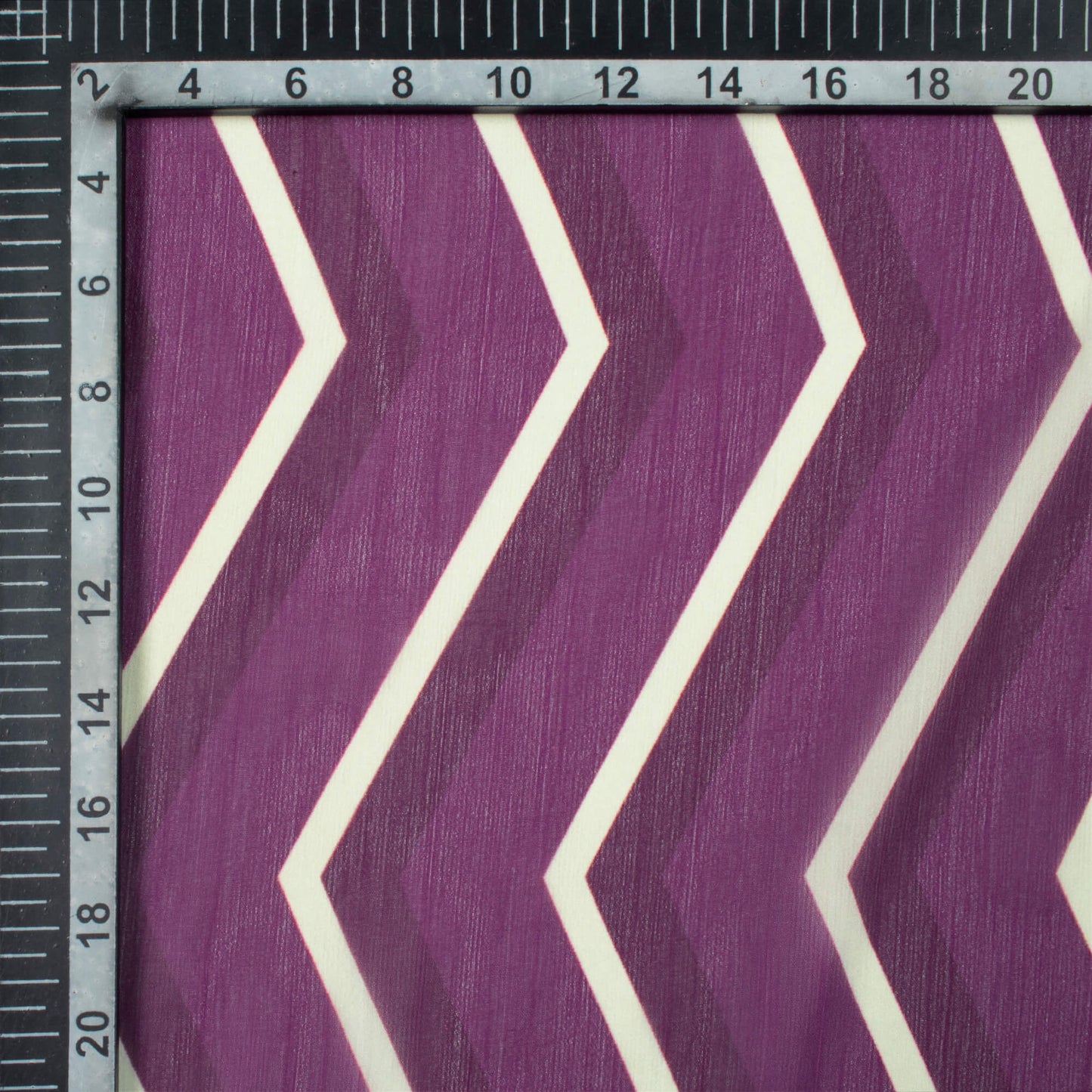 Wine Purple And Cream Chevron Pattern Digital Print Chiffon Fabric