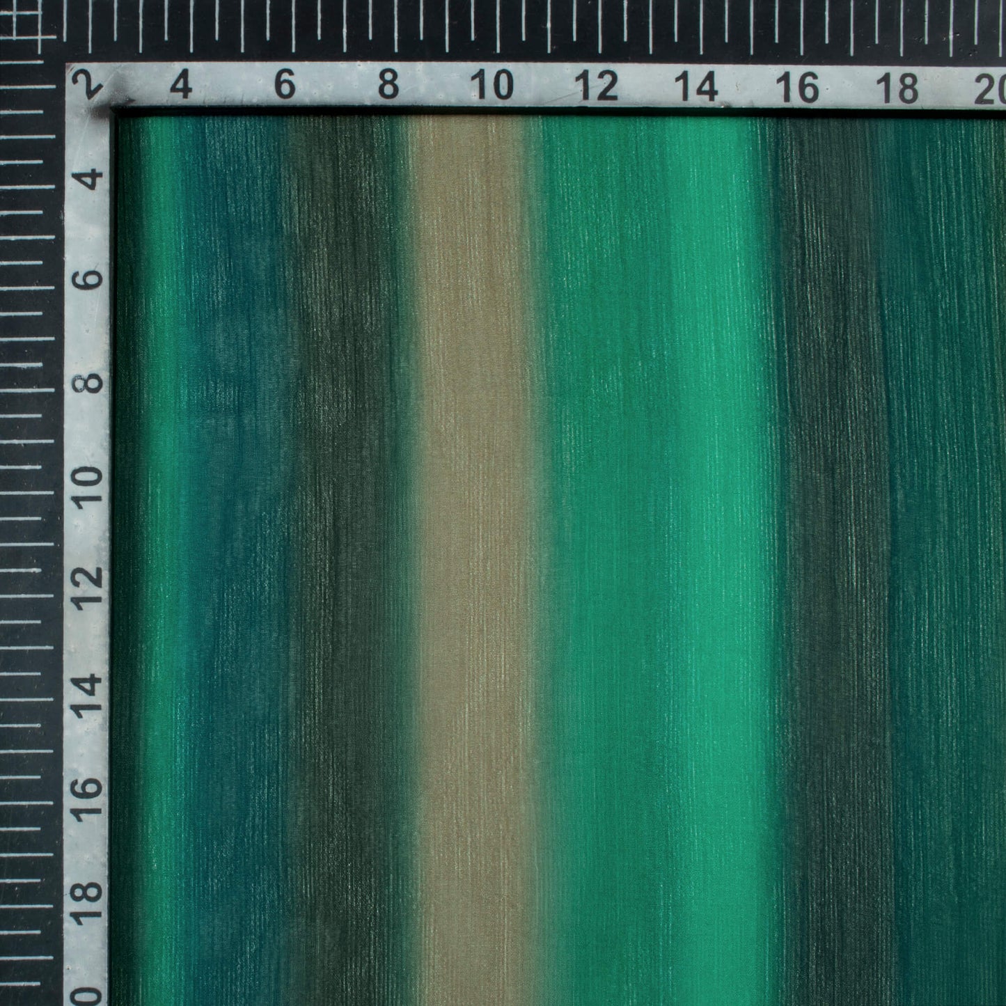 Bottle Green And Black Stripes Pattern Digital Print Chiffon Fabric