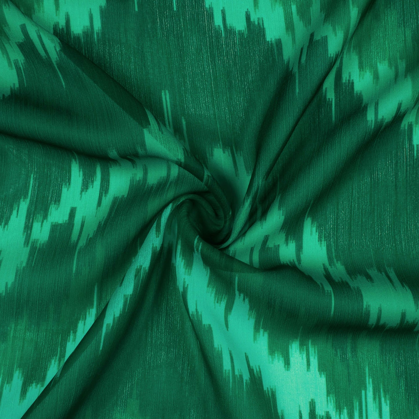 Bottle Green Chevron Pattern Digital Print Chiffon Fabric