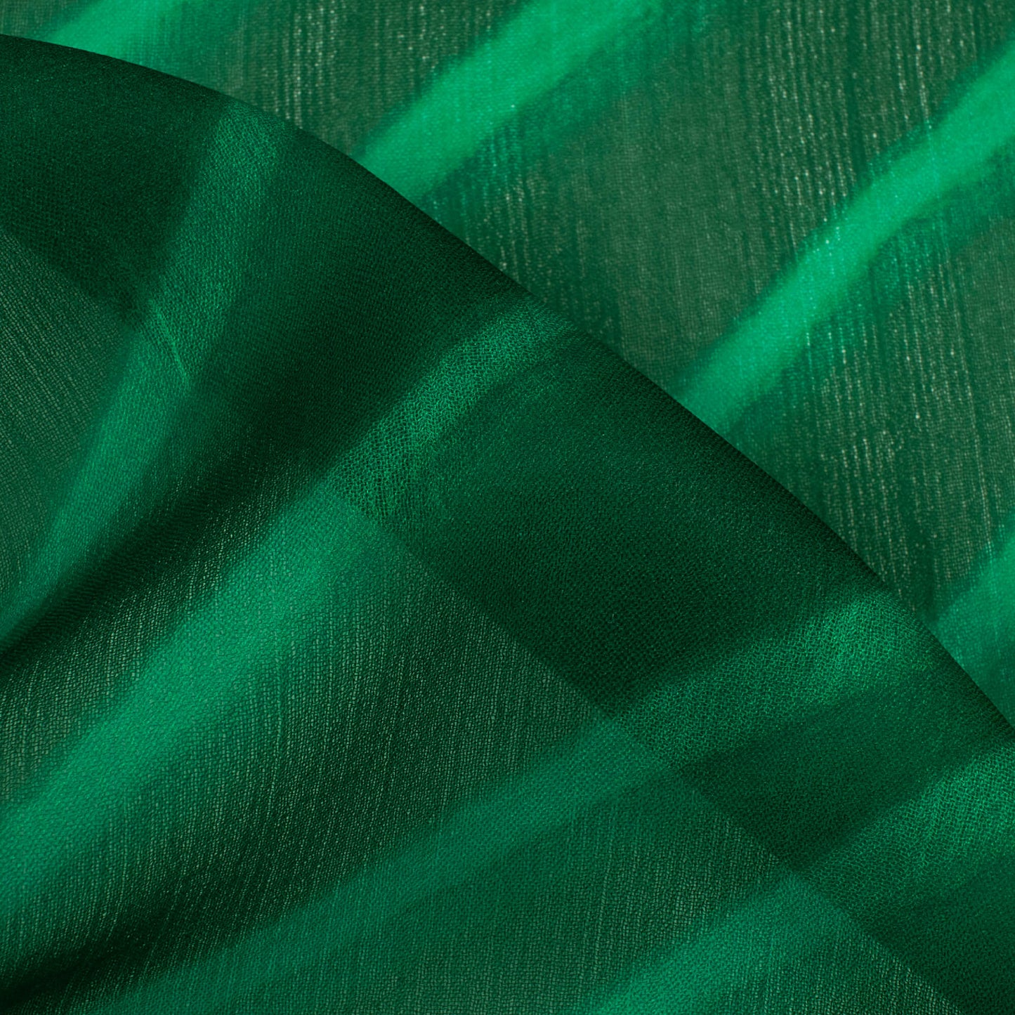 Bottle Green Leheriya Pattern Digital Print Chiffon Fabric