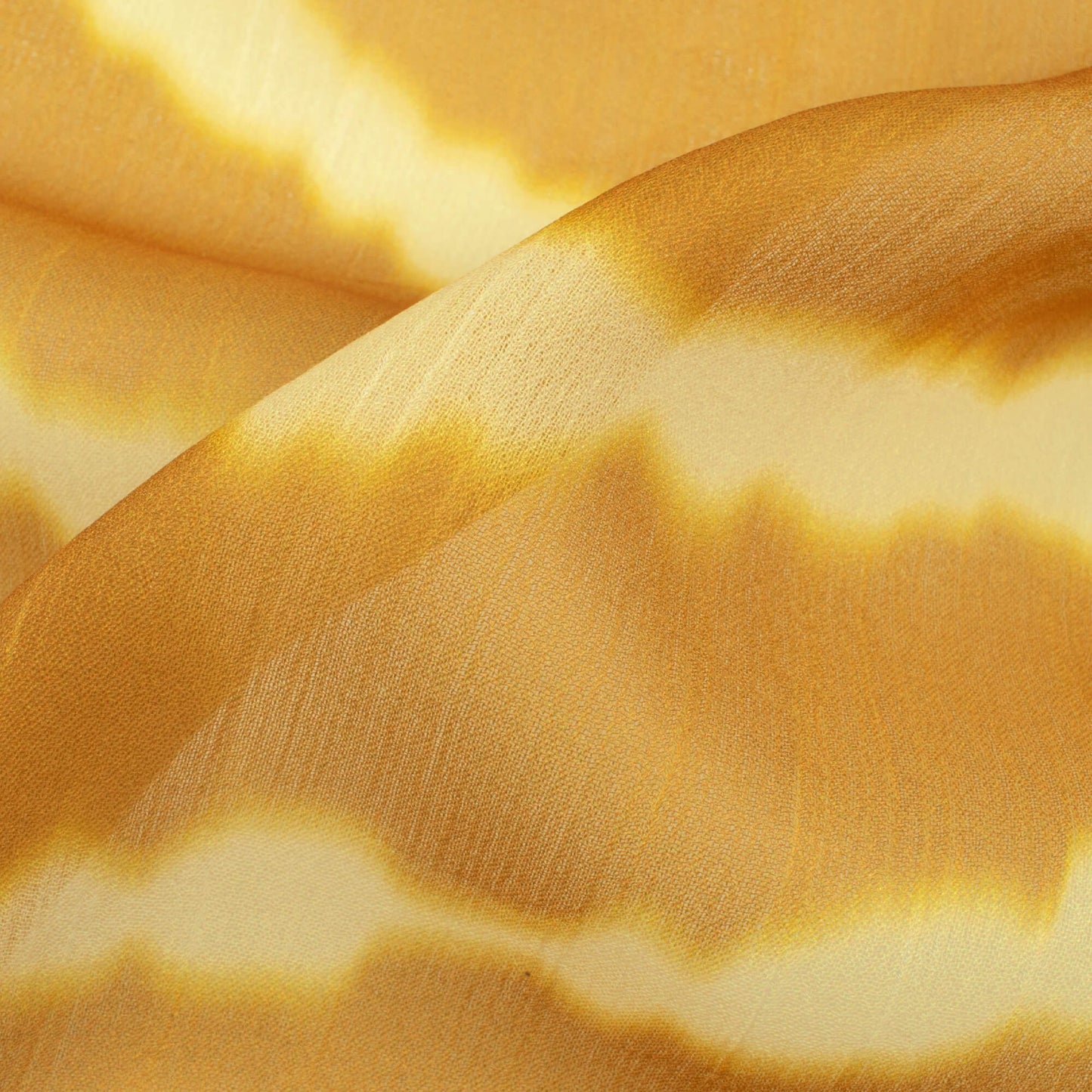 Dijon Yellow Leheriya Pattern Digital Print Chiffon Fabric