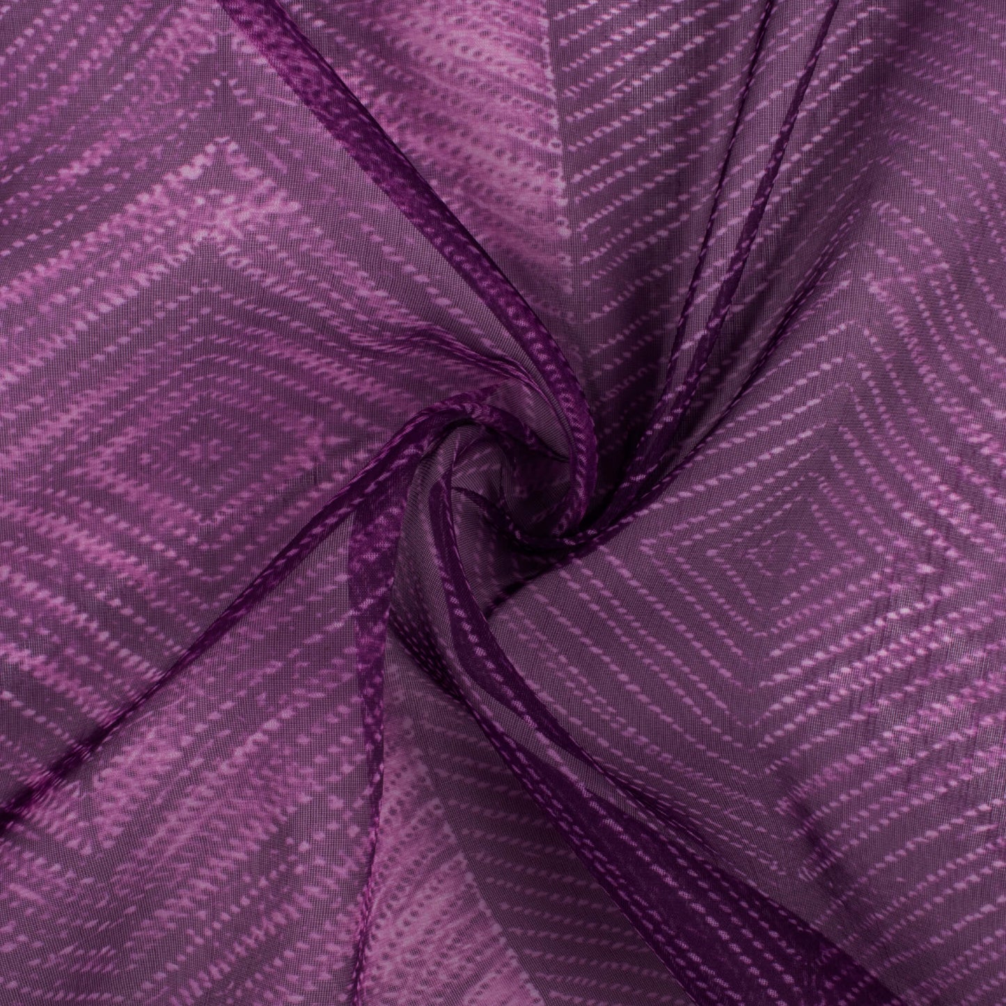 Wine Purple Chevron Pattern Digital Print Organza Fabric