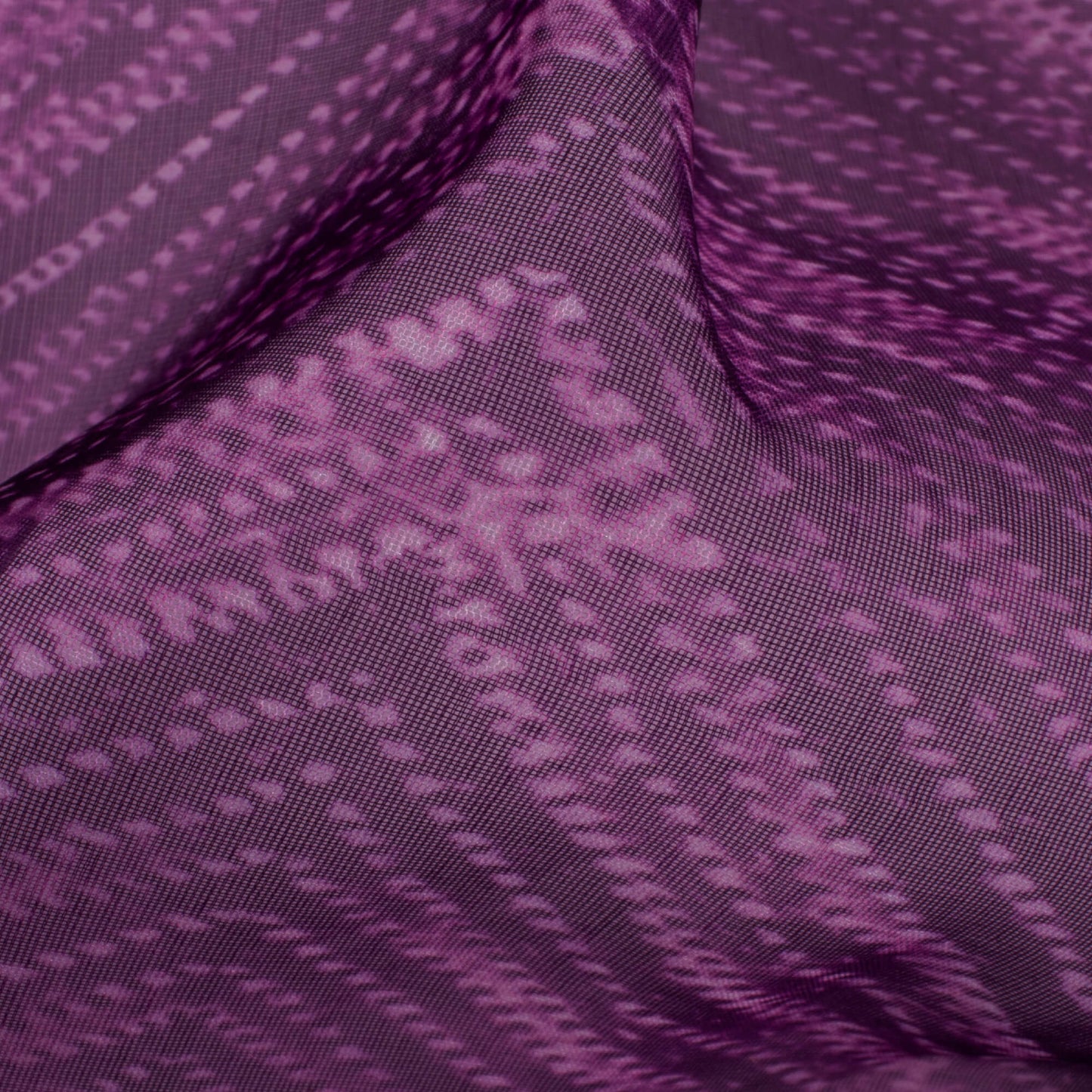 Wine Purple Chevron Pattern Digital Print Organza Fabric